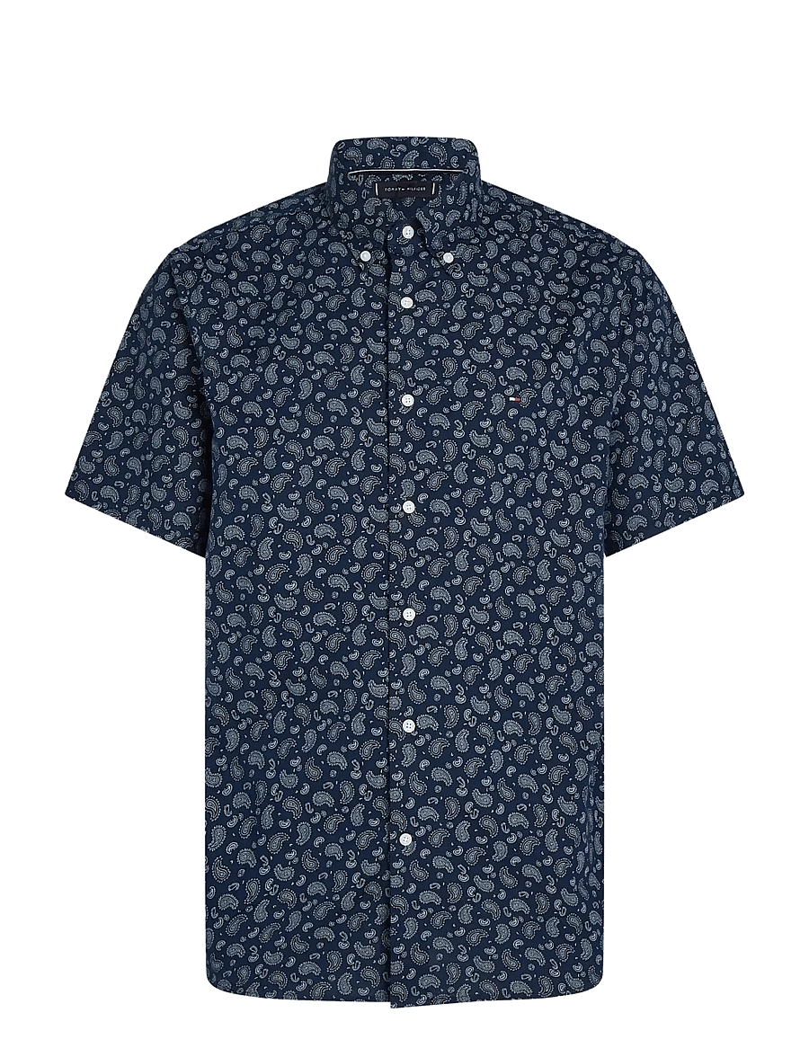 Tommy Hilfiger - COTTON LINEN PAISLEY RF SS SHIRT - kurzarmhemden - night sky - 1