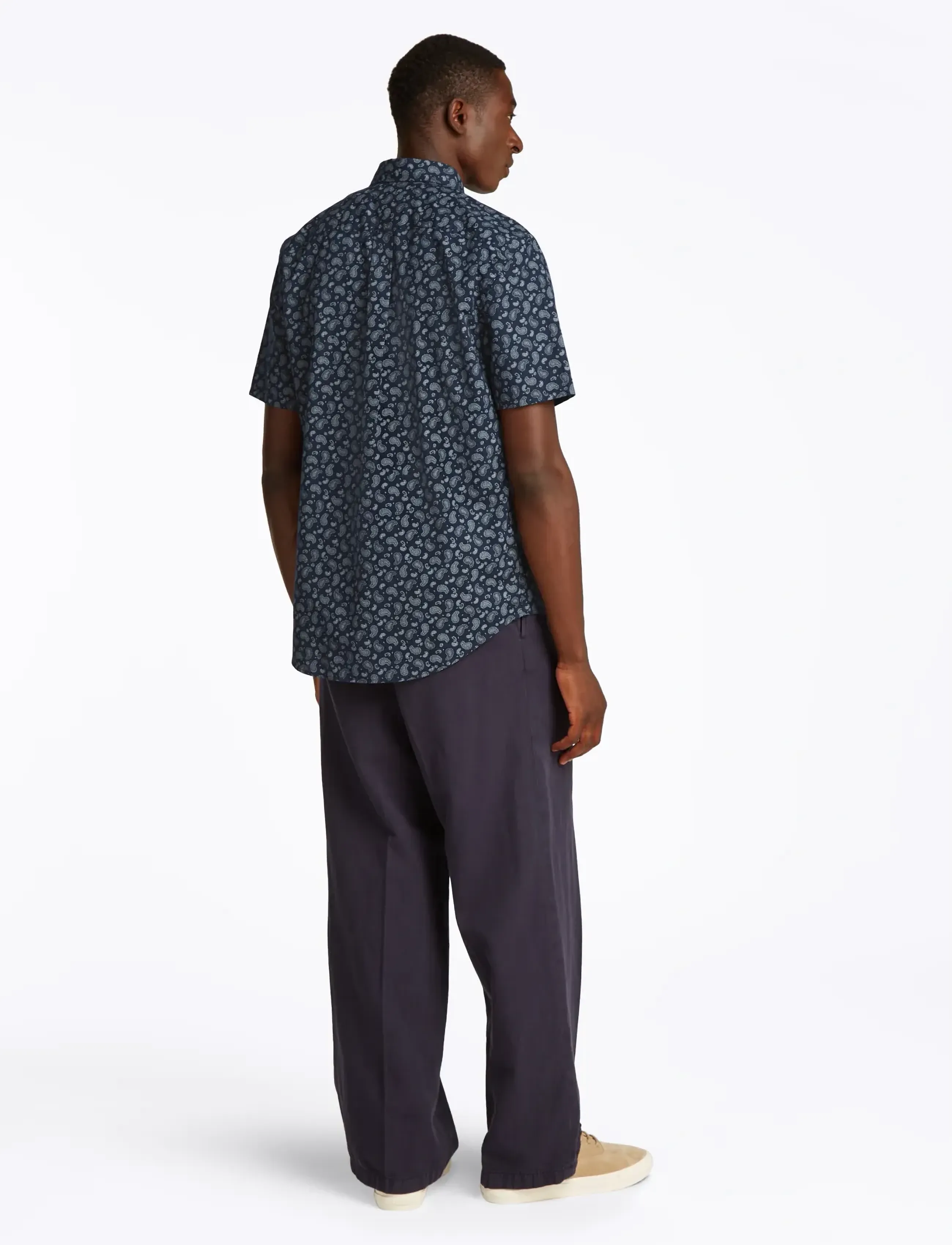 Tommy Hilfiger - COTTON LINEN PAISLEY RF SS SHIRT - kurzarmhemden - night sky - 3