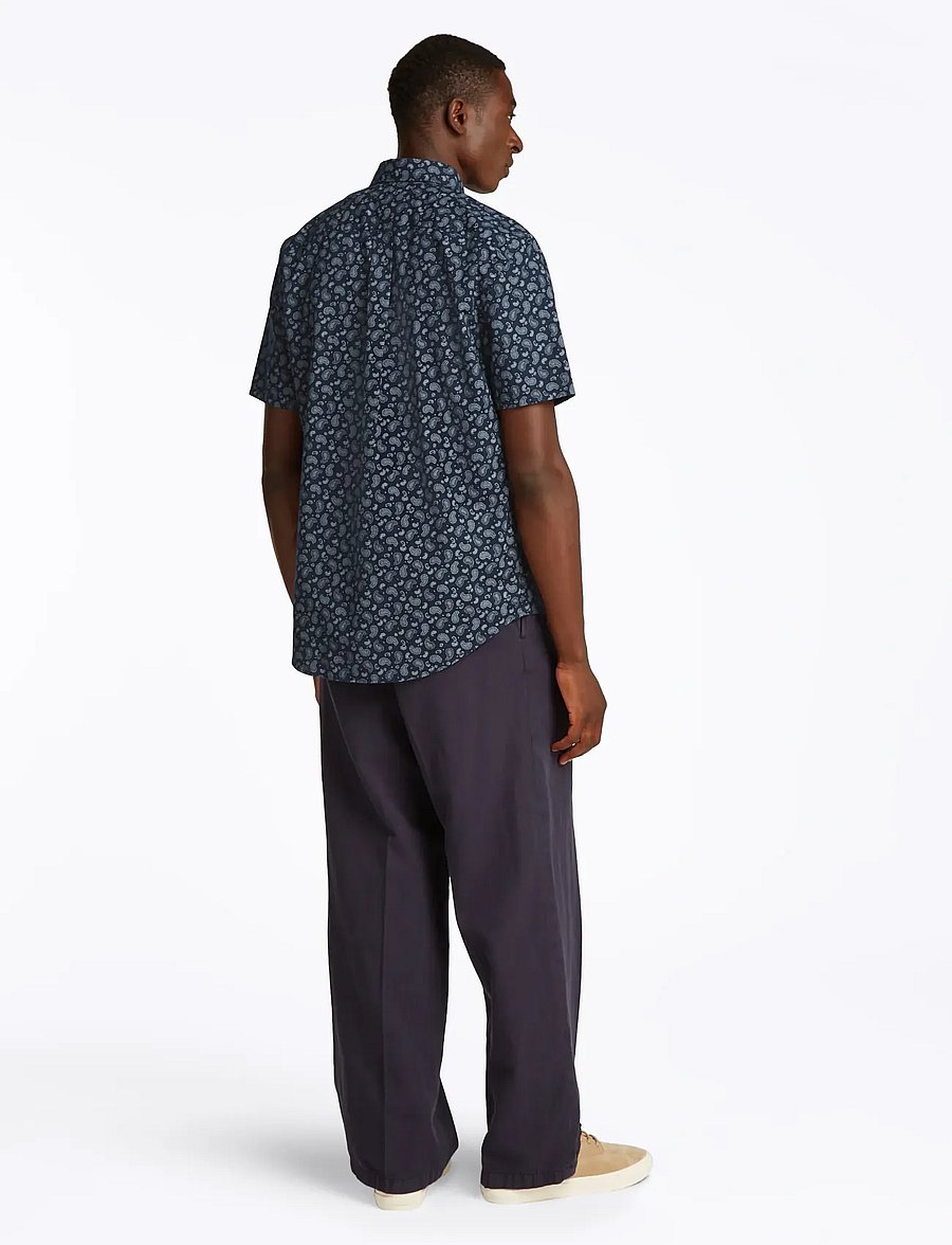 Tommy Hilfiger - COTTON LINEN PAISLEY RF SS SHIRT - kurzarmhemden - night sky - 3