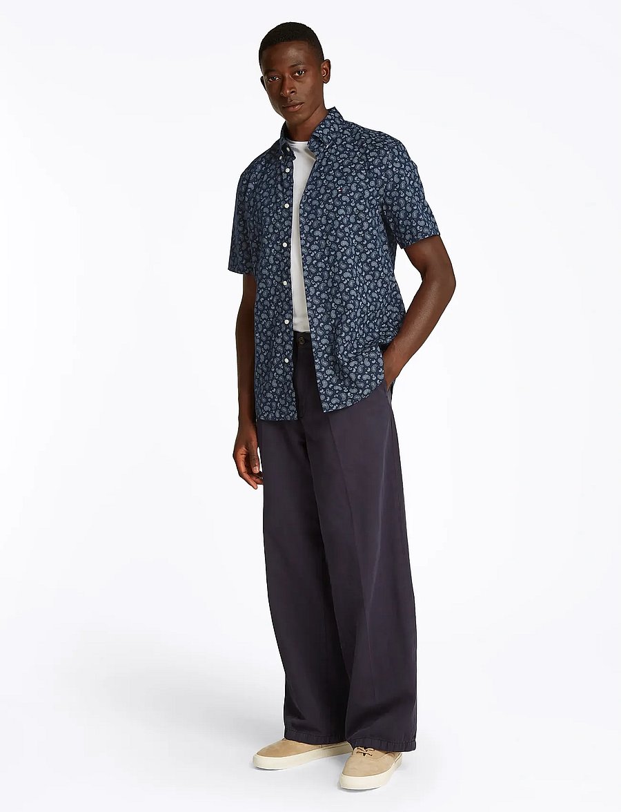 Tommy Hilfiger - COTTON LINEN PAISLEY RF SS SHIRT - kurzarmhemden - night sky - 4