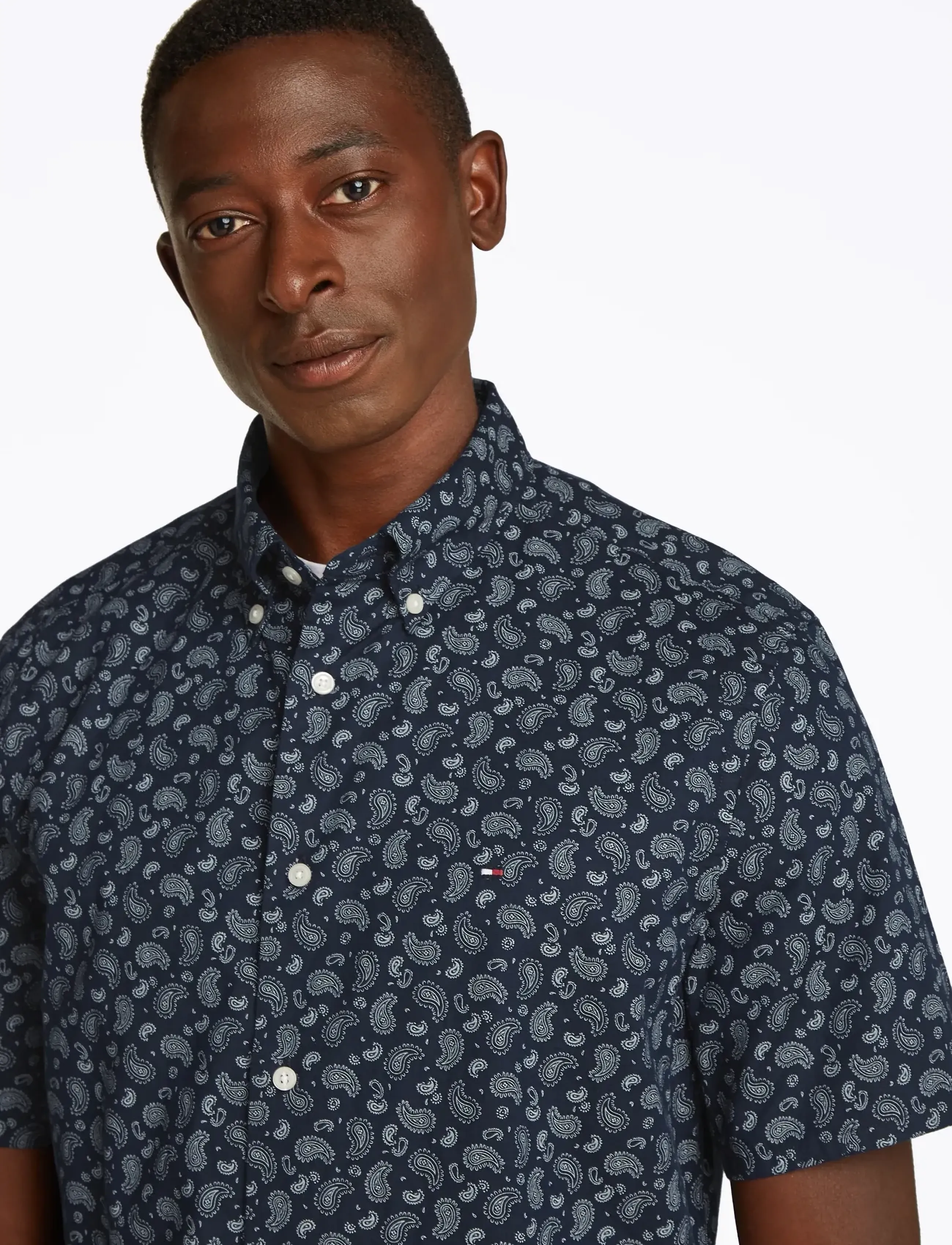 Tommy Hilfiger - COTTON LINEN PAISLEY RF SS SHIRT - kurzarmhemden - night sky - 5