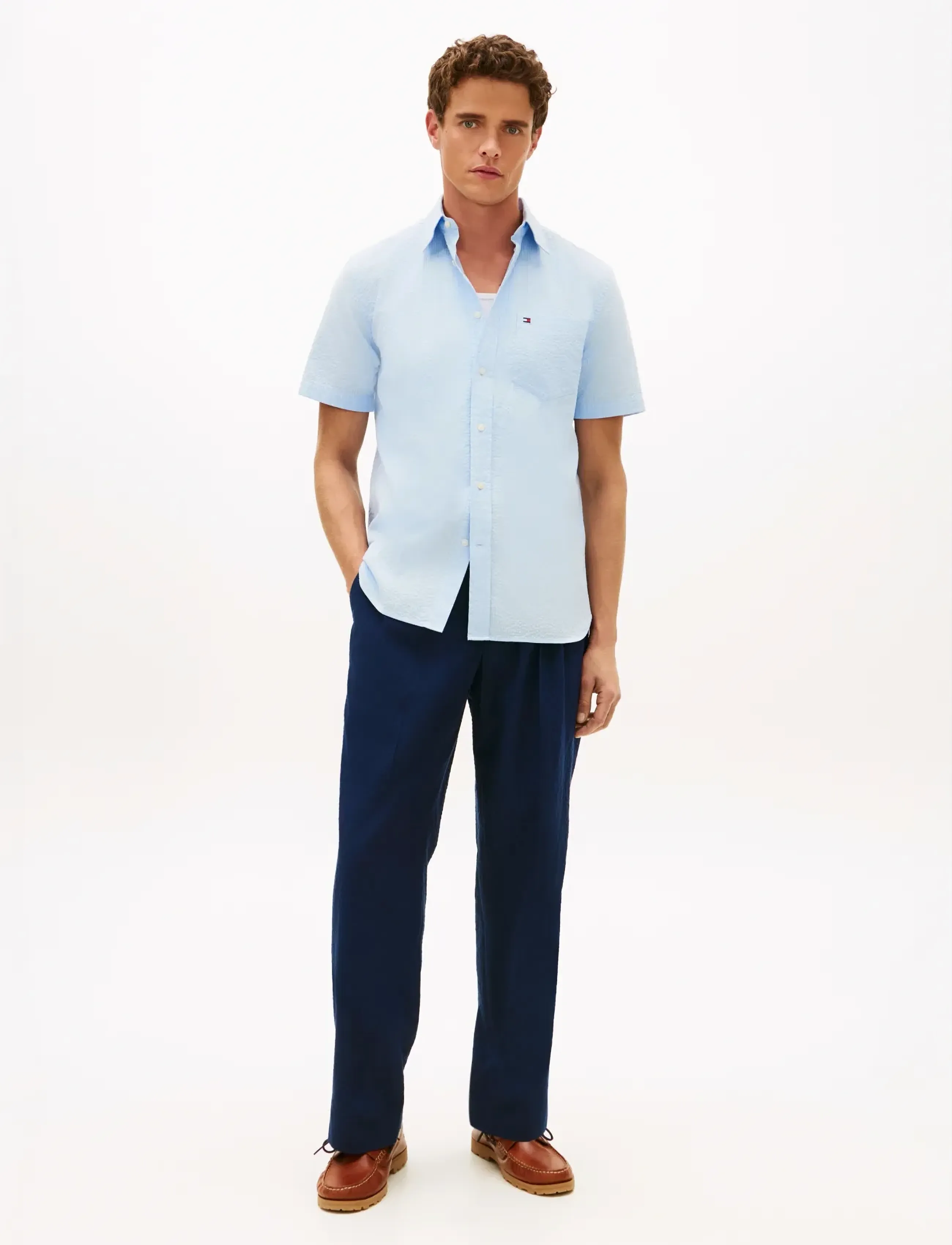 Tommy Hilfiger - SEERSUCKER SOLID SS RF  SHIRT - kurzarmhemden - sweet blue - 3