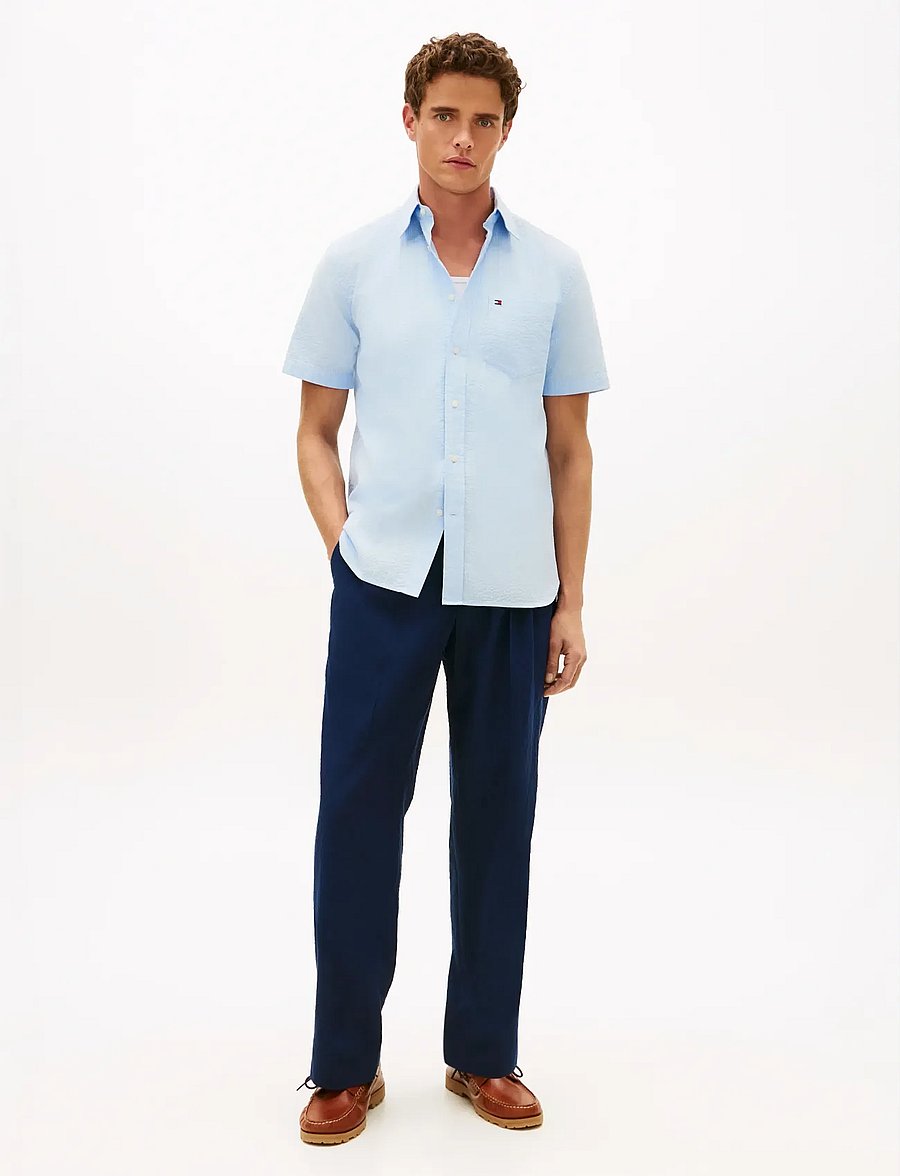 Tommy Hilfiger - SEERSUCKER SOLID SS RF SHIRT - kurzarmhemden - sweet blue - 3