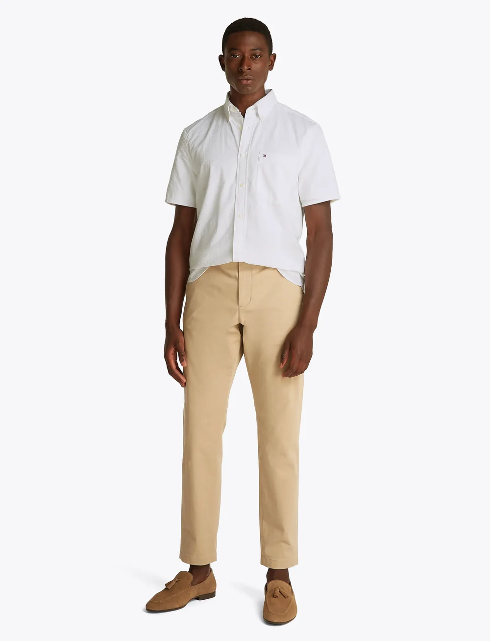 Tommy Hilfiger - SEERSUCKER SOLID SS RF SHIRT - kurzarmhemden - th optic white - 4