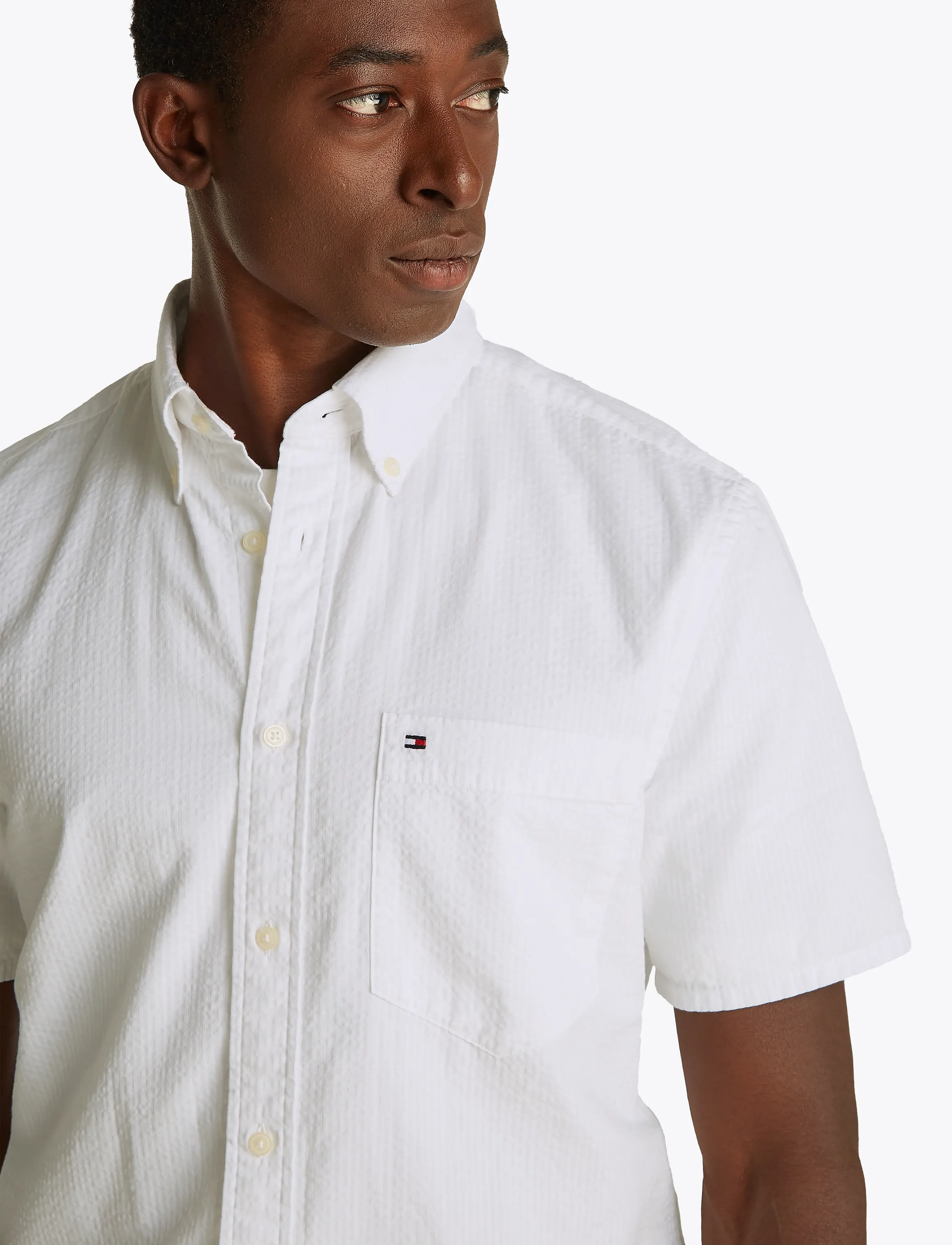 Tommy Hilfiger - SEERSUCKER SOLID SS RF  SHIRT - mehed - th optic white - 5