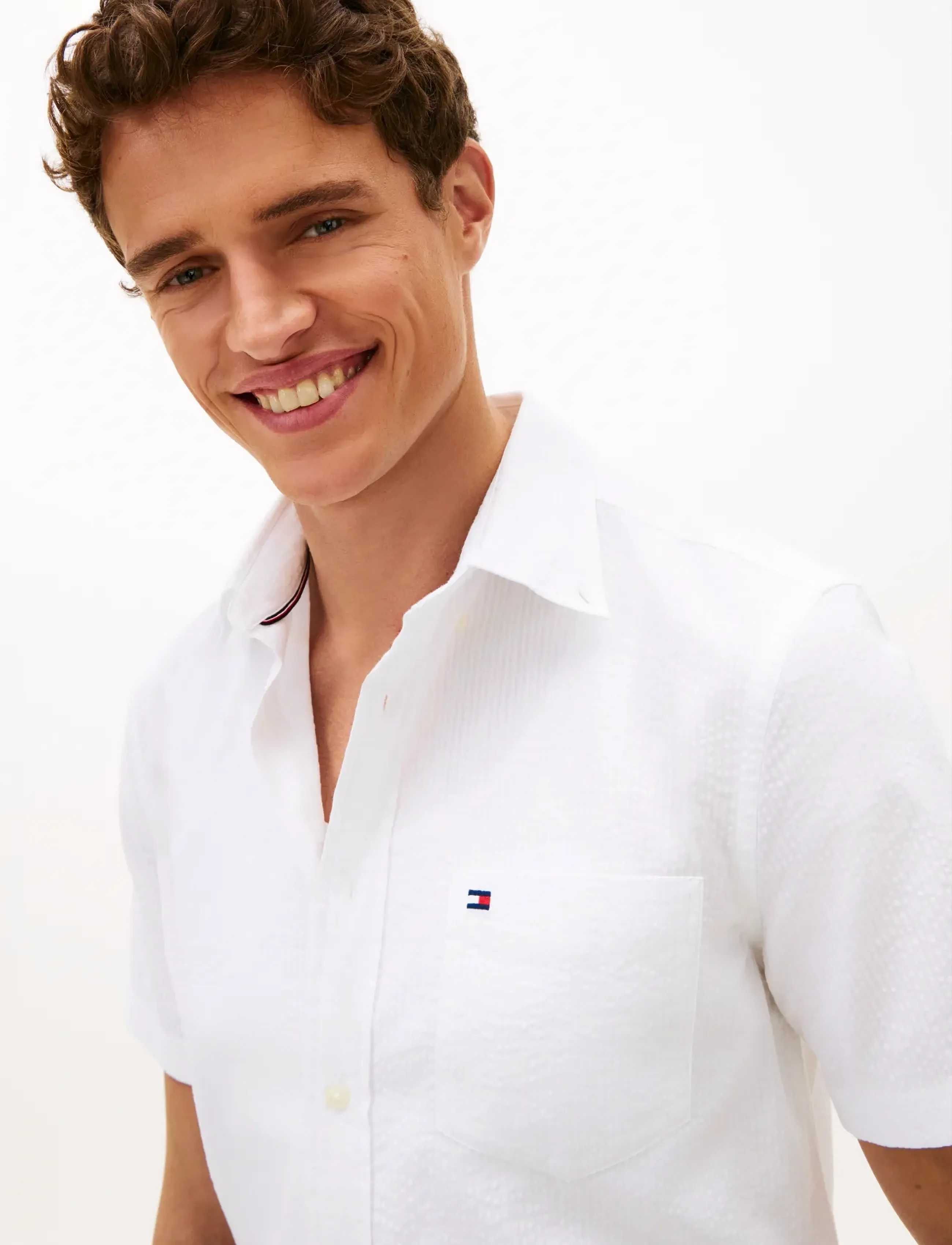 Tommy Hilfiger - SEERSUCKER SOLID SS RF  SHIRT - kurzarmhemden - white - 4