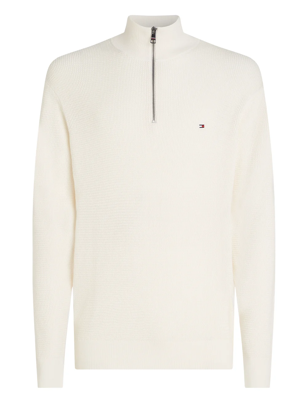 Tommy Hilfiger - RACKING STRUCTURE ZIP MOCK - pullover mit halbem reißverschluss - ivory petal - 1