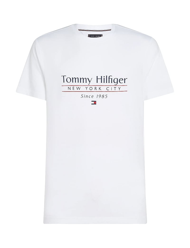 Tommy Hilfiger - HILFIGER CENTER STACK TEE - kortærmede t-shirts - white - 1