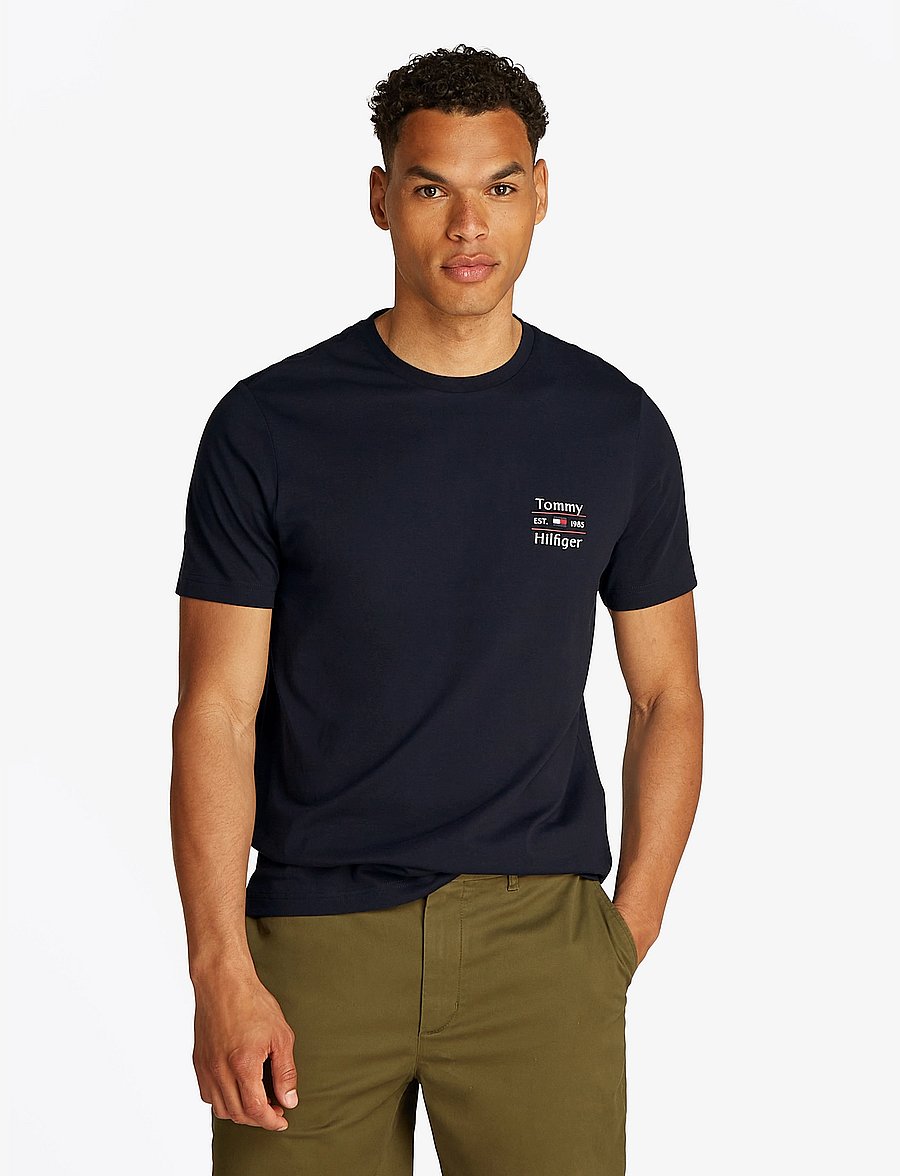 Tommy Hilfiger - HILFIGER STACK TEE - kortärmade t-shirts - desert sky - 0