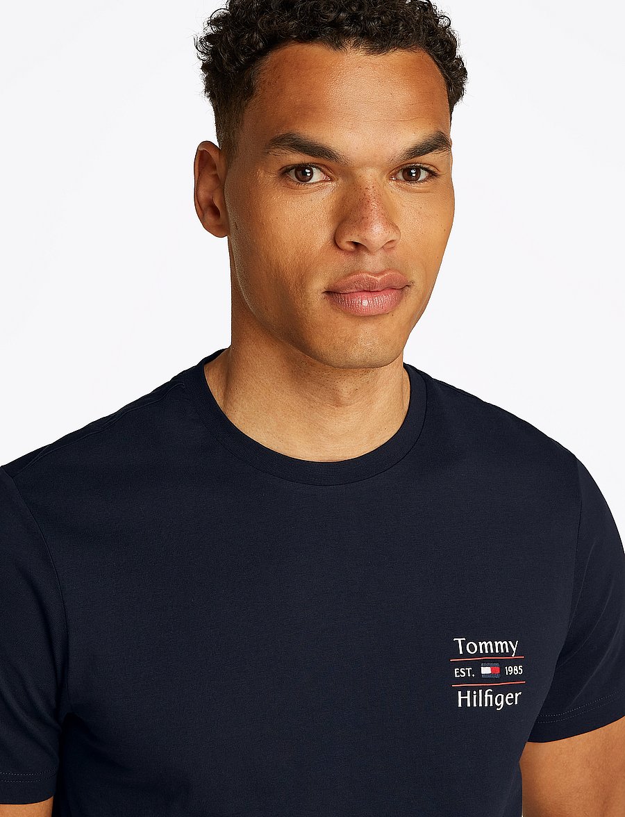 Tommy Hilfiger - HILFIGER STACK TEE - kortärmade t-shirts - desert sky - 3