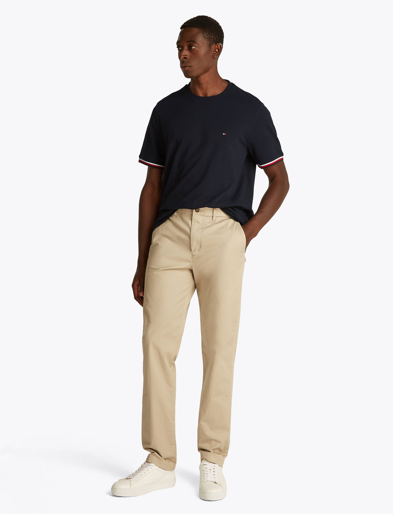 Tommy Hilfiger - GLOBAL STRIPE CUFF TEE - kortærmede t-shirts - desert sky - 0