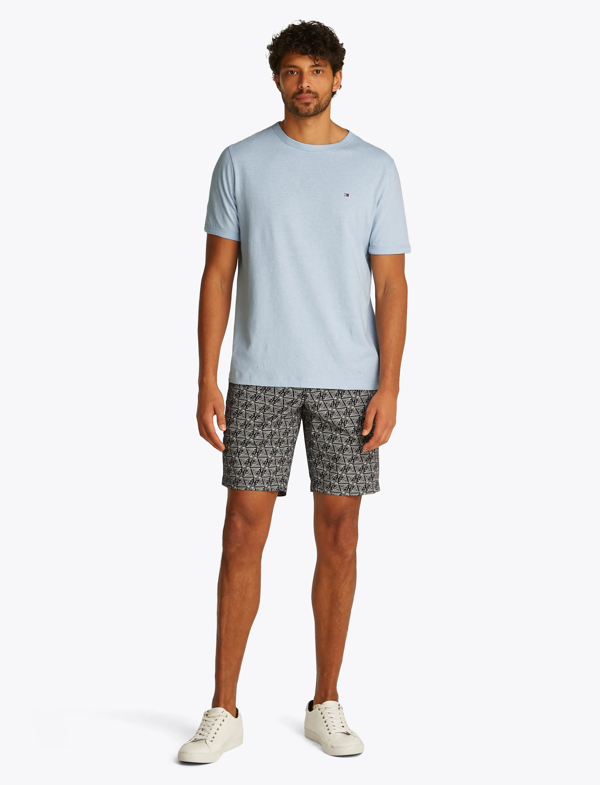 Tommy Hilfiger COTTON LINEN TEE - Tøj - BREEZY BLUE / blue