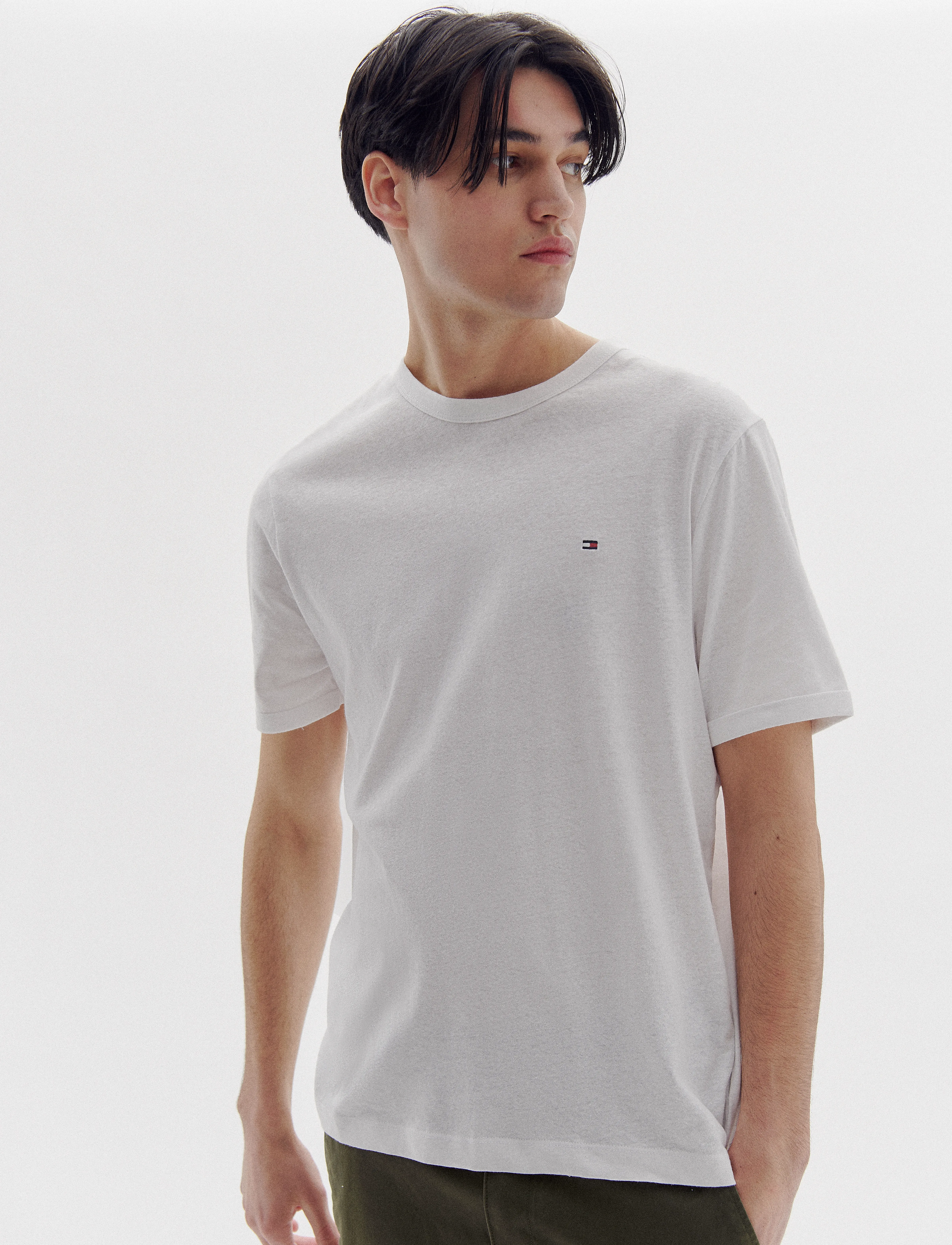 Tommy Hilfiger COTTON LINEN TEE - Kläder - WHITE / white