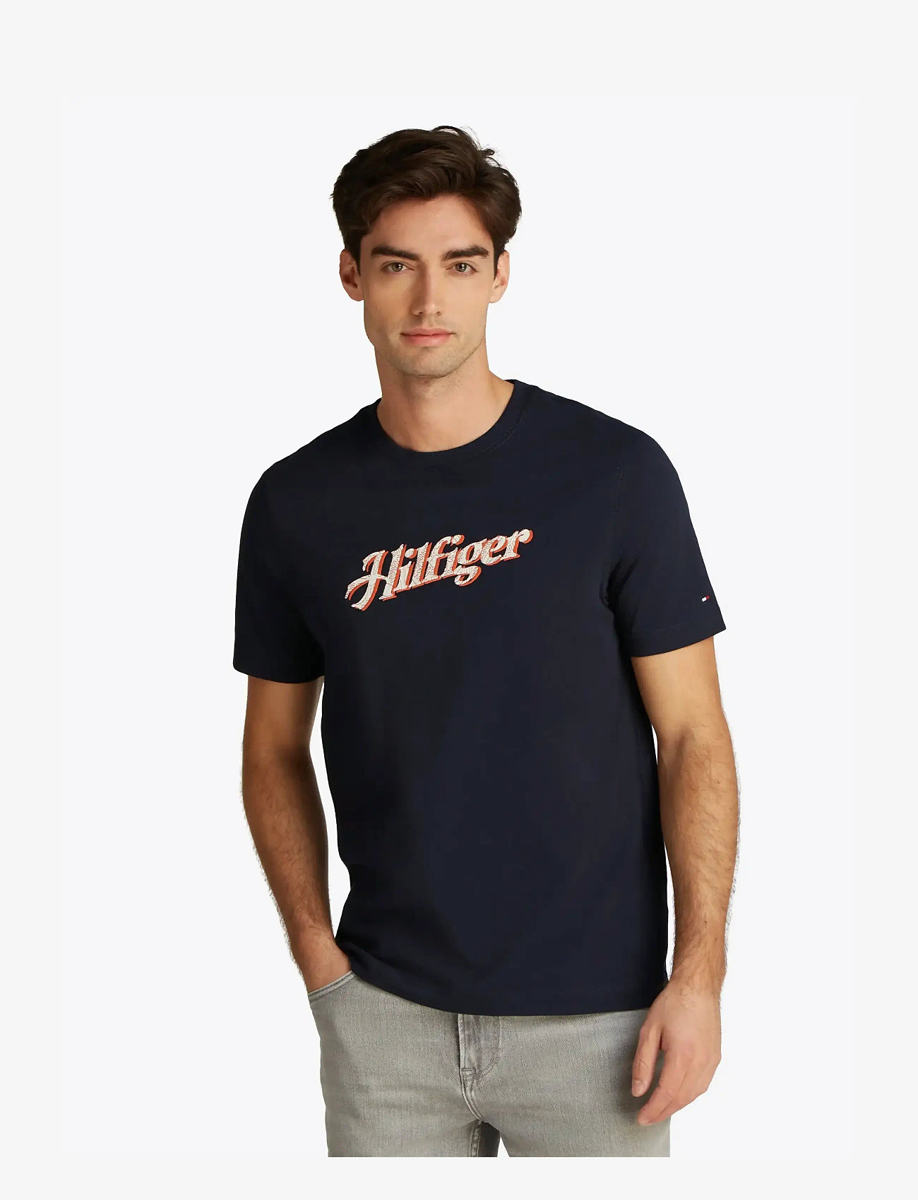 Tommy Hilfiger - HILFIGER SUMMER SCRIPT TEE - autumn clothing - desert sky - 0