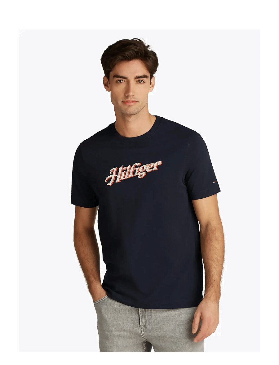 Tommy Hilfiger - HILFIGER SUMMER SCRIPT TEE - kurzärmelig - desert sky - 0