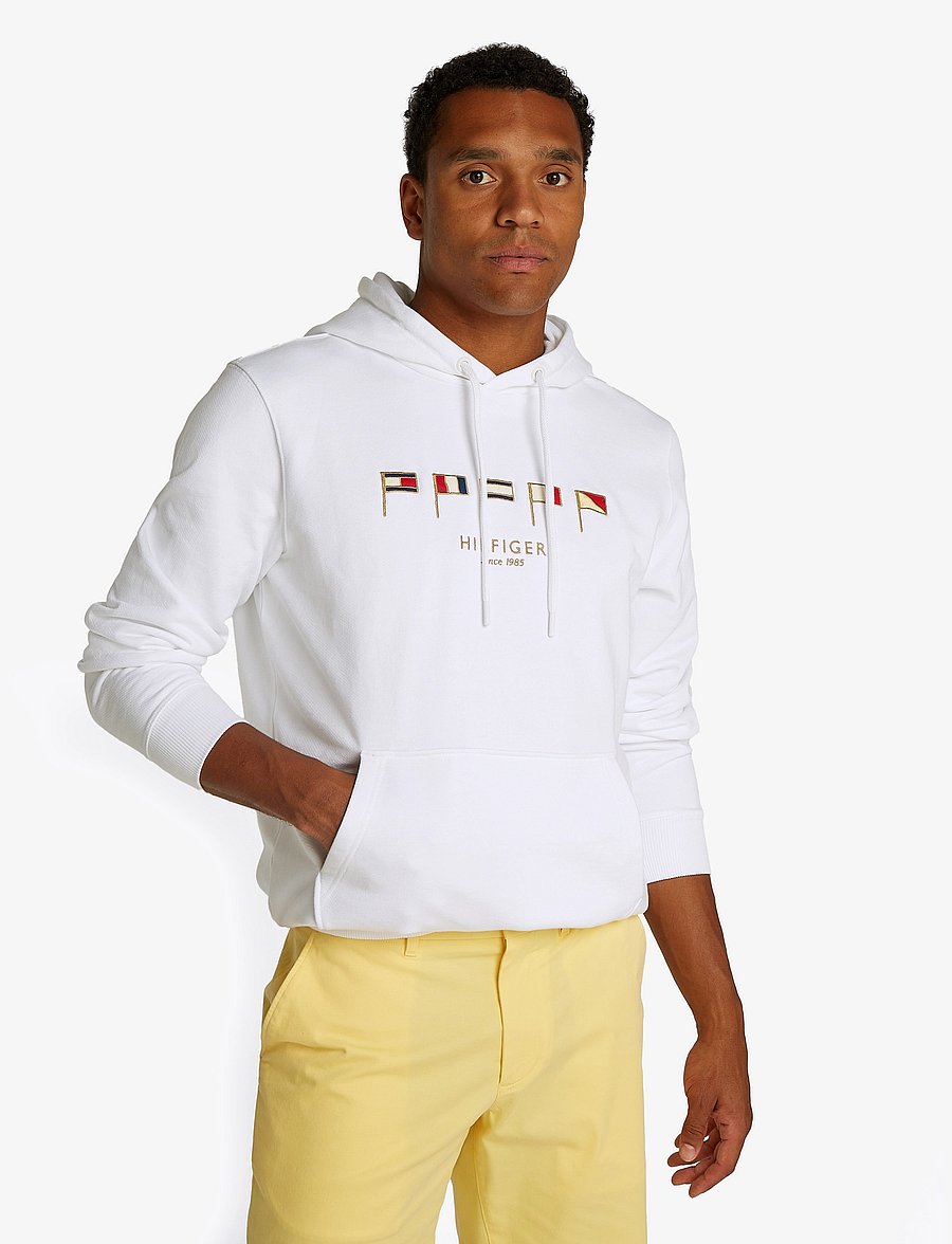 Tommy Hilfiger - HILFIGER MULTI FLAGS HOODY - kapuutsiga dressipluusid - white 658 170 - 0