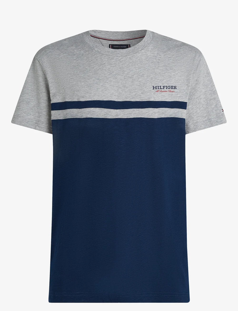 Tommy Hilfiger - MONOTYPE COLOURBLOCK TEE - korte mouwen - light grey heather/night sky - 1