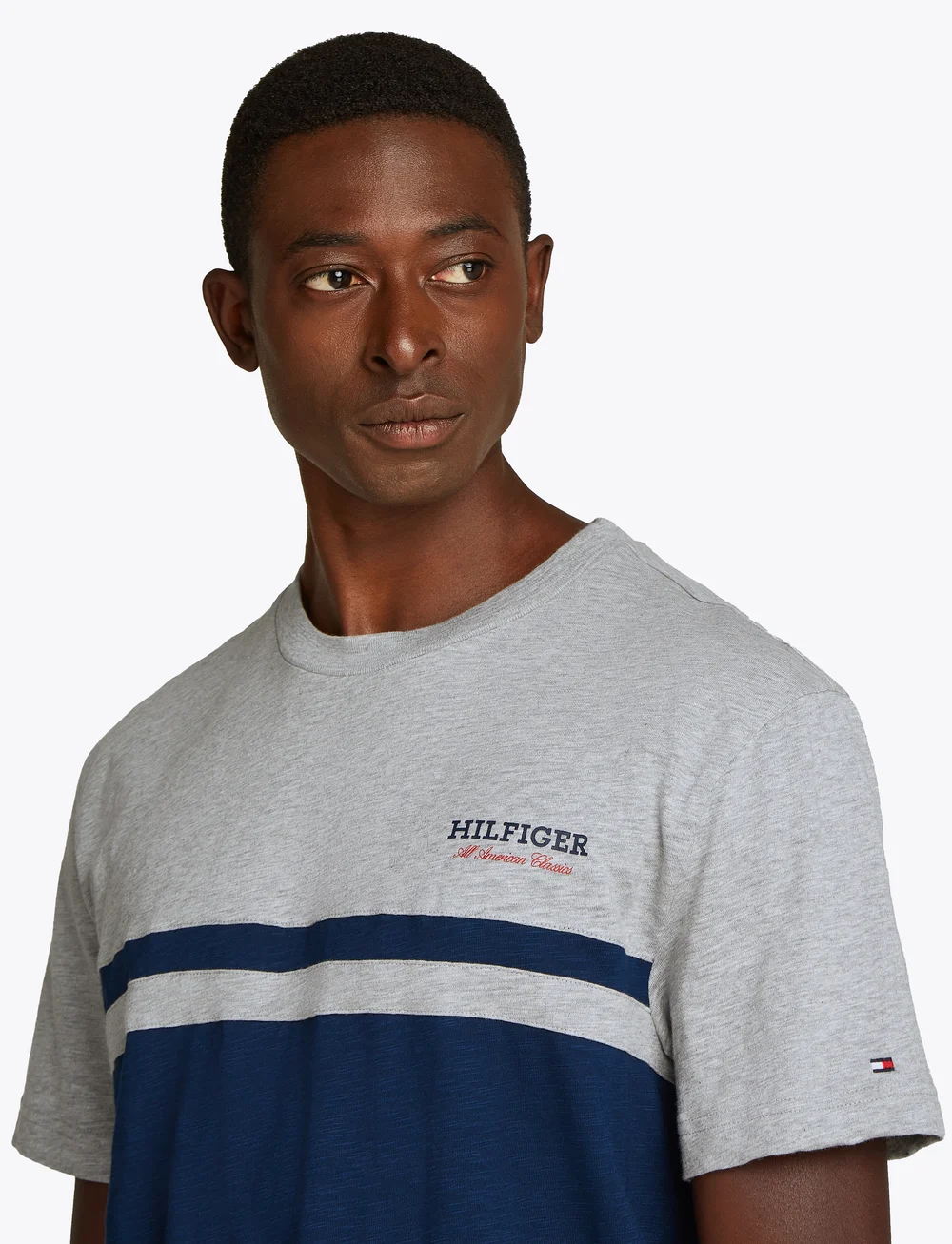Tommy Hilfiger - MONOTYPE COLOURBLOCK TEE - korte mouwen - light grey heather/night sky - 3