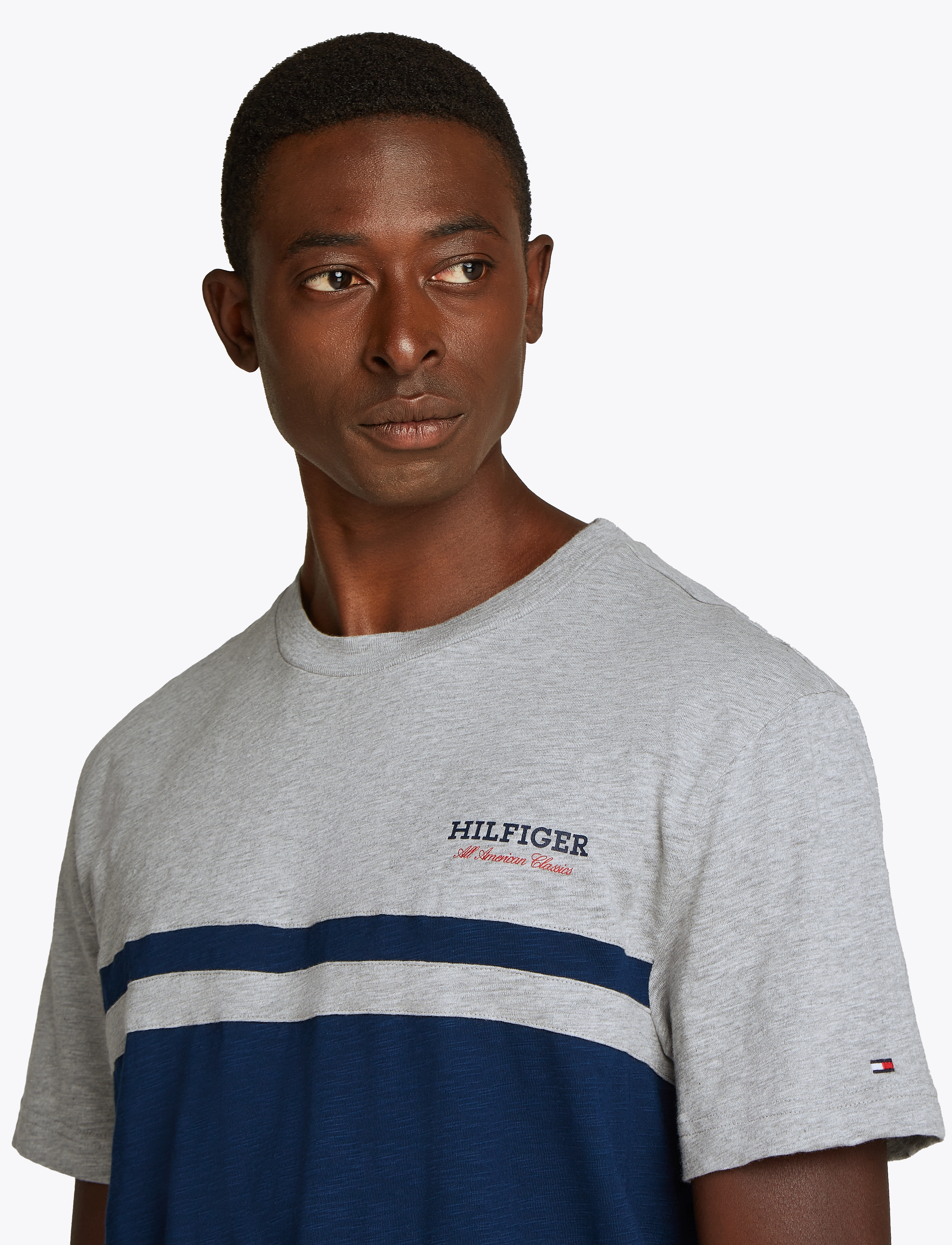Tommy Hilfiger - MONOTYPE COLOURBLOCK TEE - light grey heather/night sky - 3