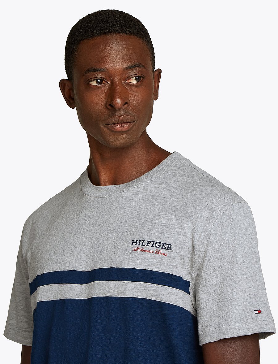 Tommy Hilfiger - MONOTYPE COLOURBLOCK TEE - light grey heather/night sky - 3