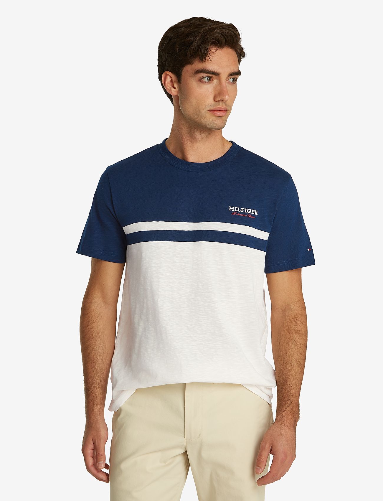 Tommy Hilfiger - MONOTYPE COLOURBLOCK TEE - lühikeste varrukatega t-särgid - night sky/ivory petal - 0