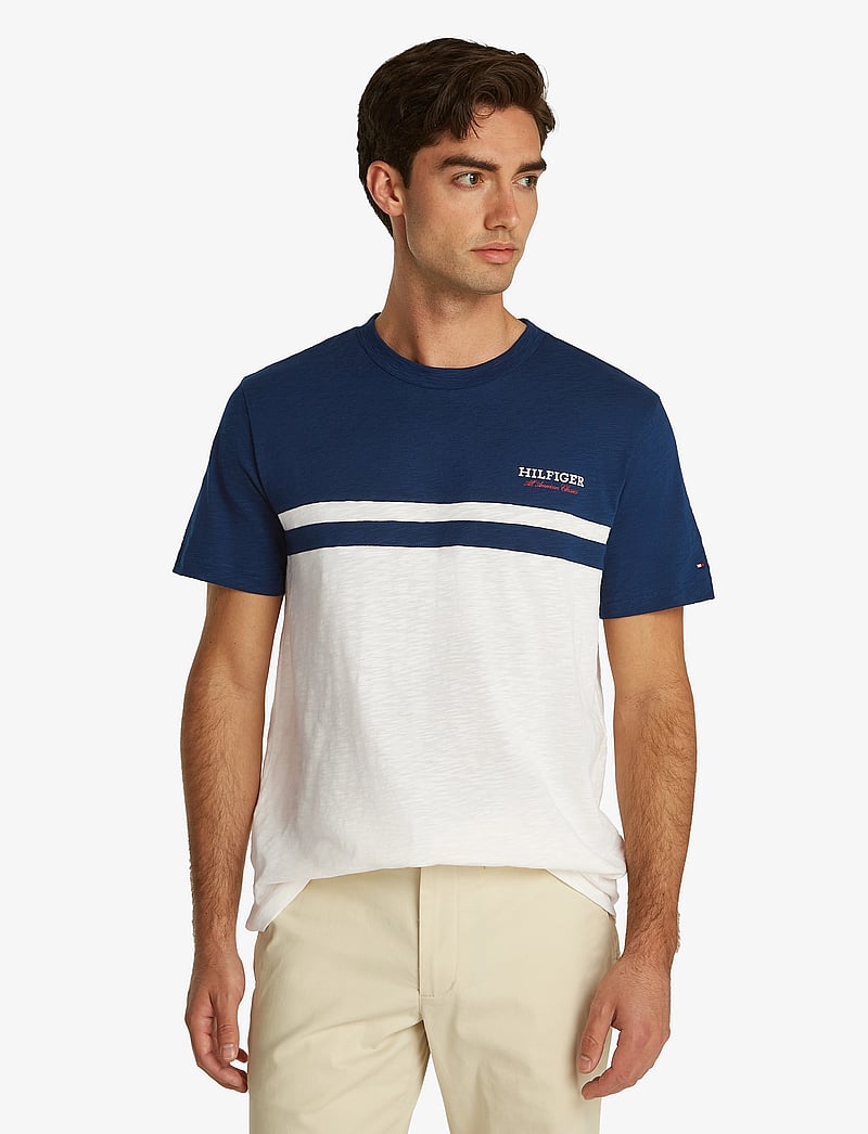Tommy Hilfiger - MONOTYPE COLOURBLOCK TEE - lühikeste varrukatega t-särgid - night sky/ivory petal - 0