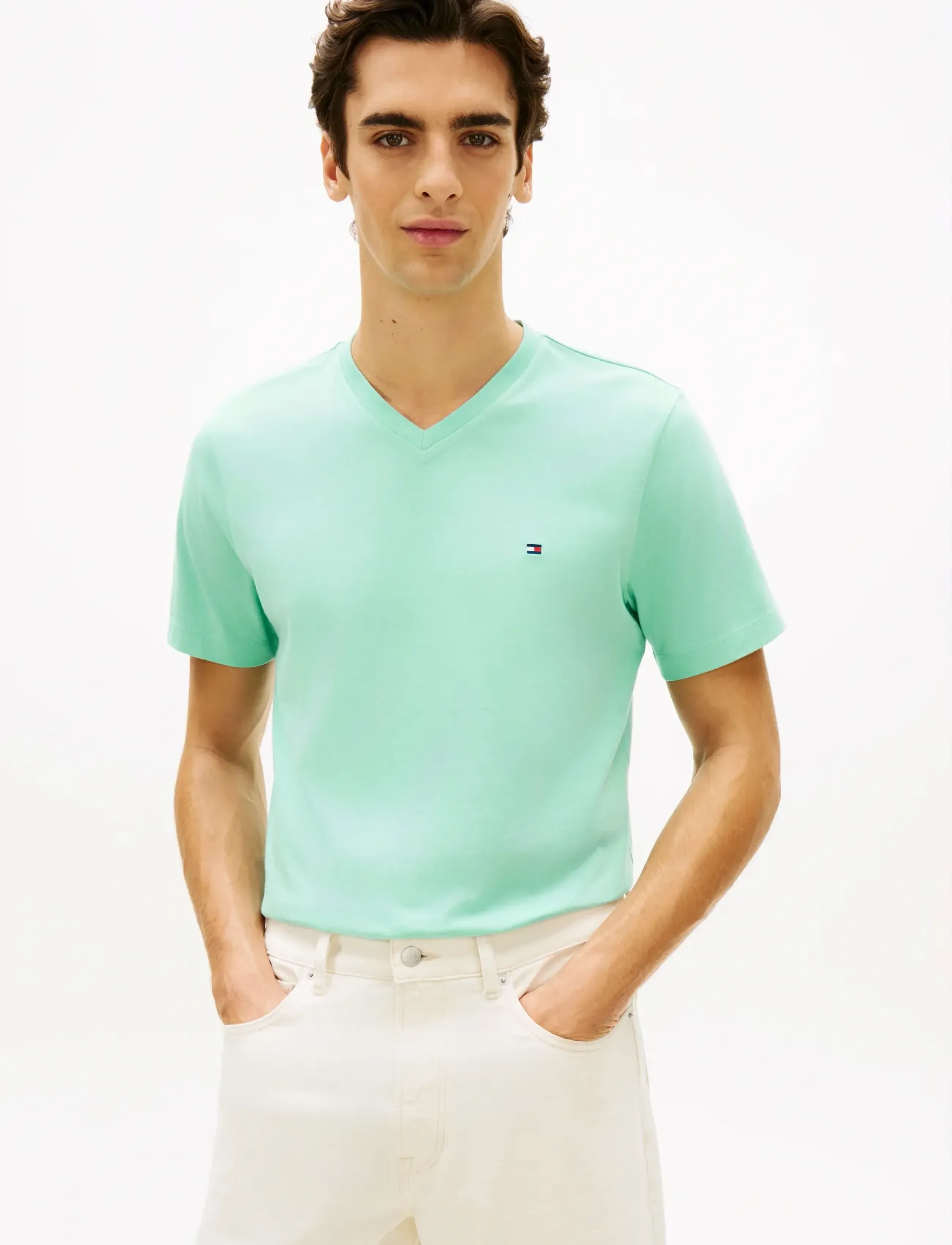 Tommy Hilfiger ESSENTIAL V-NECK TEE - T-shirts - ARCTIC AQUA / green