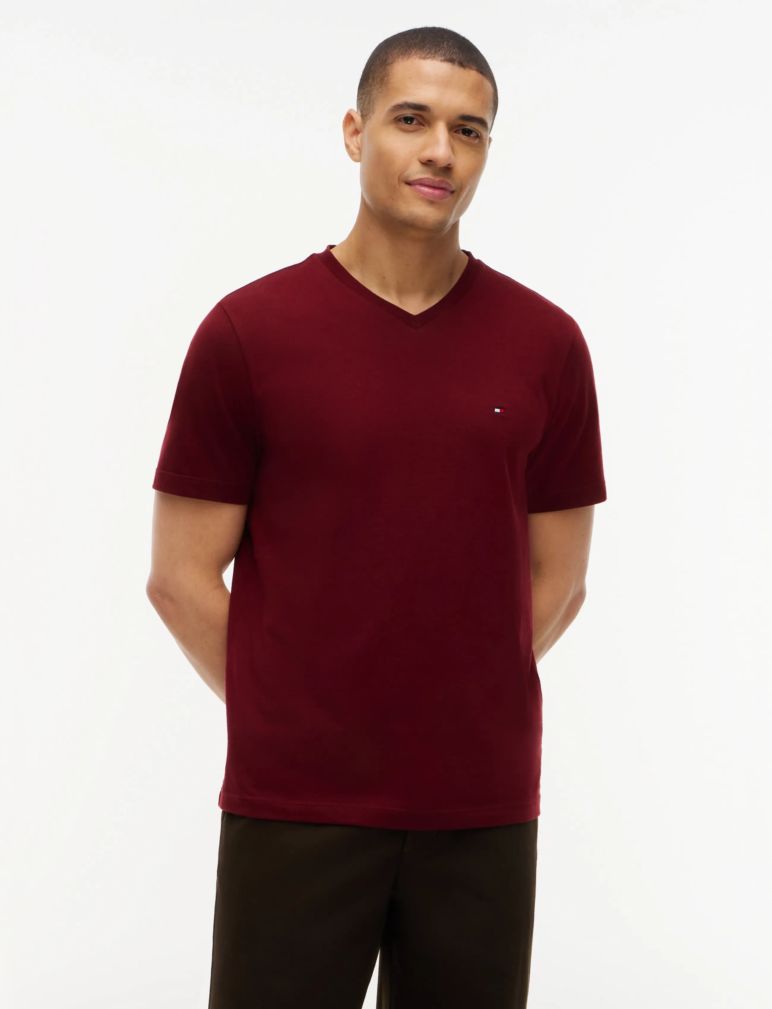 Tommy Hilfiger ESSENTIAL V-NECK TEE - T-shirts med V-hals - BURGUNDY / burgundy