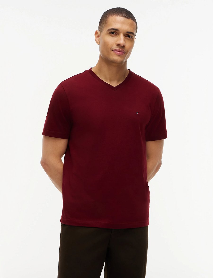 Tommy Hilfiger - ESSENTIAL V-NECK TEE - v-neck t-shirts - burgundy - 0