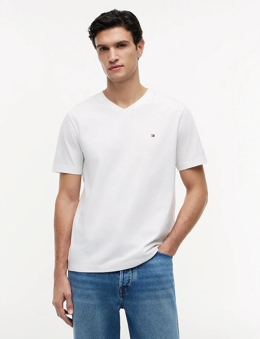 Tommy Hilfiger - ESSENTIAL V-NECK TEE - v-neck t-shirts - white - 0