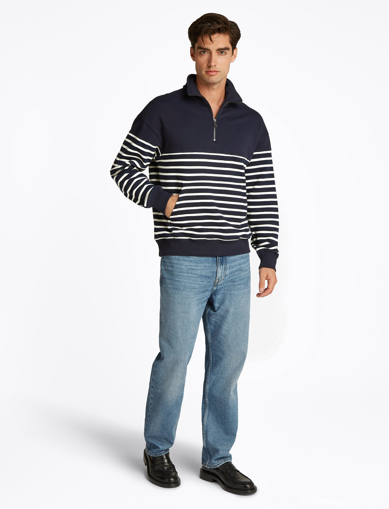 Tommy Hilfiger - PLACED STRIPE 1/4 ZIP - shoppa efter tillfälle - desert sky/ ivory petal - 0