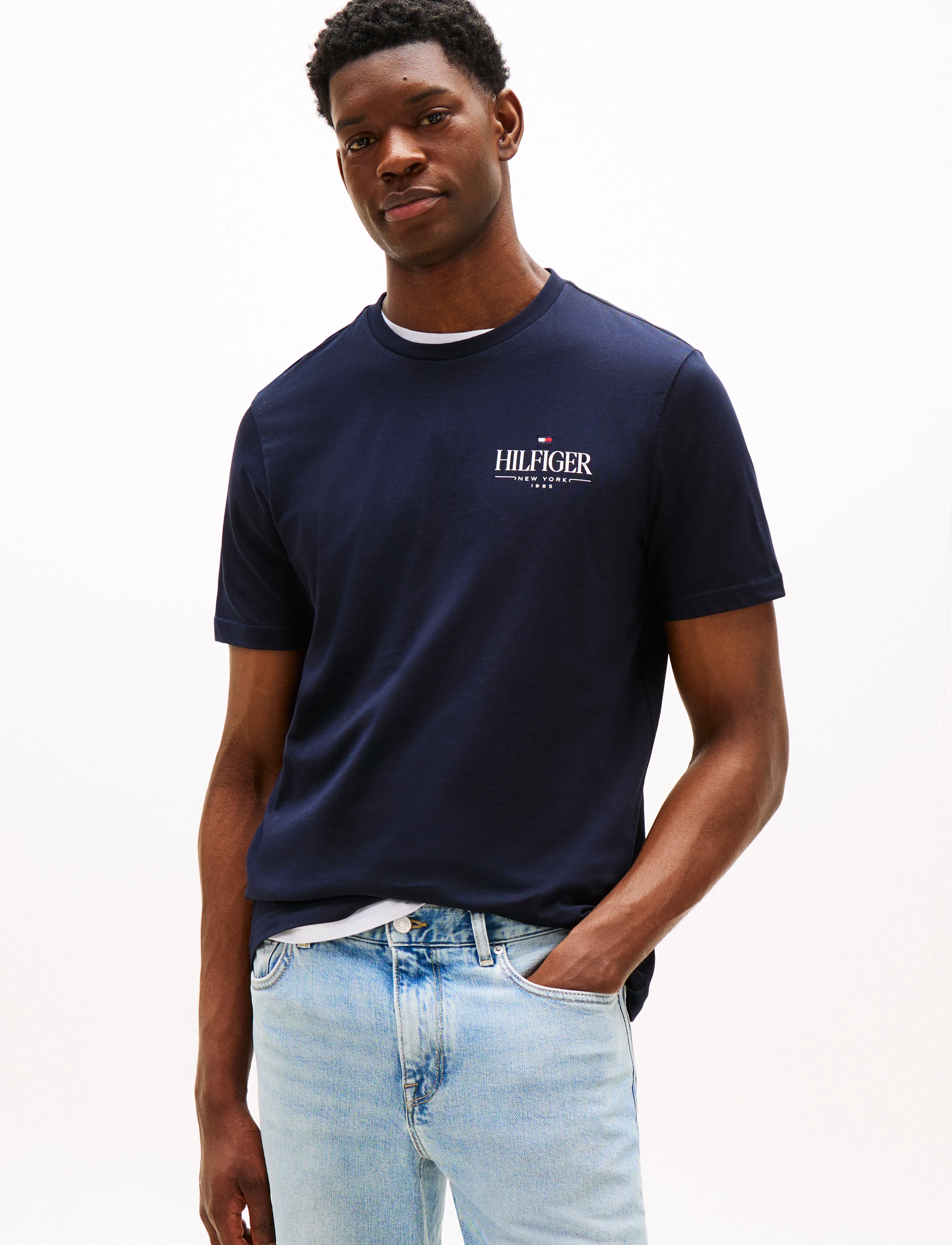 Tommy Hilfiger HILFIGER STACK TEE - Tommy Hilfiger - DESERT SKY / navy