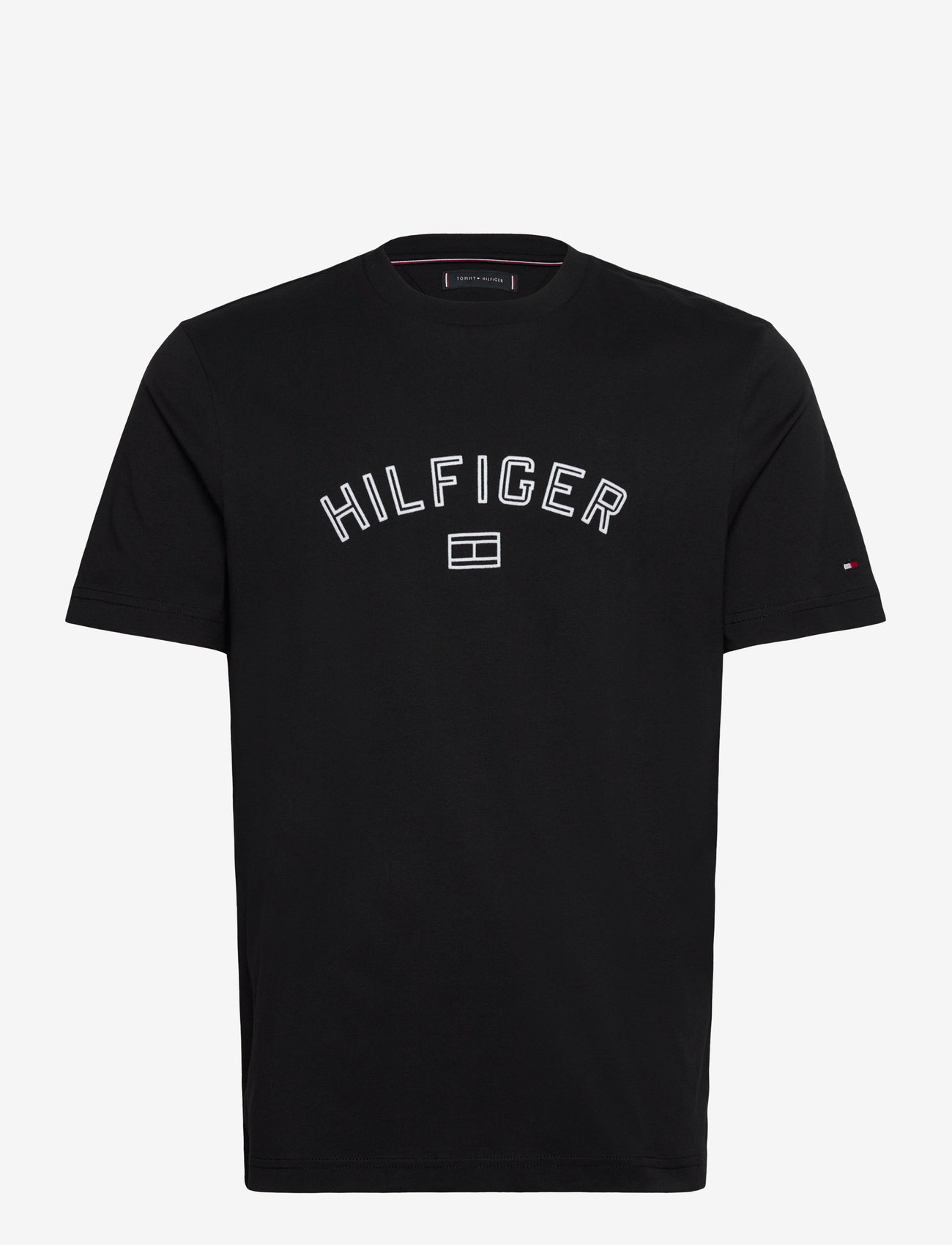 Tommy Hilfiger - HILFIGER FLOCK TEE - kortärmade t-shirts - black - 1