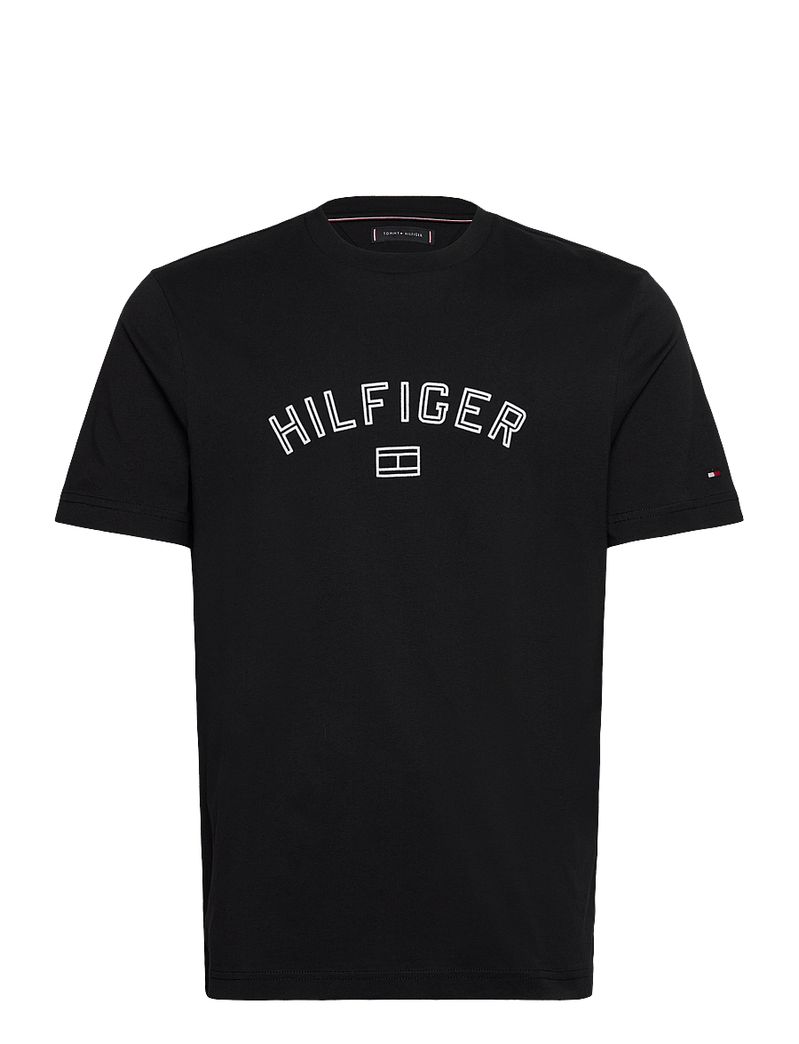 Tommy Hilfiger - HILFIGER FLOCK TEE - kortärmade t-shirts - black - 1