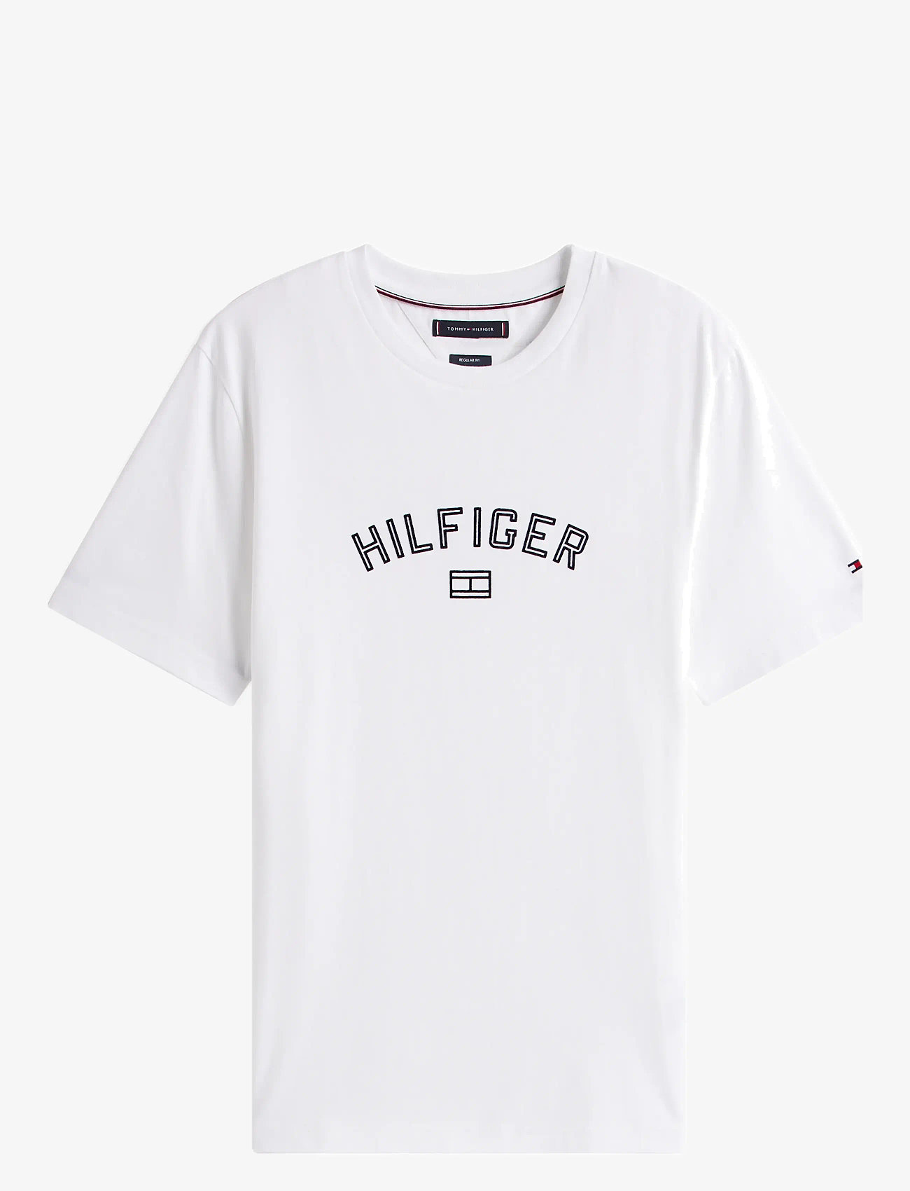 Tommy Hilfiger - HILFIGER FLOCK TEE - kortärmade t-shirts - white - 1