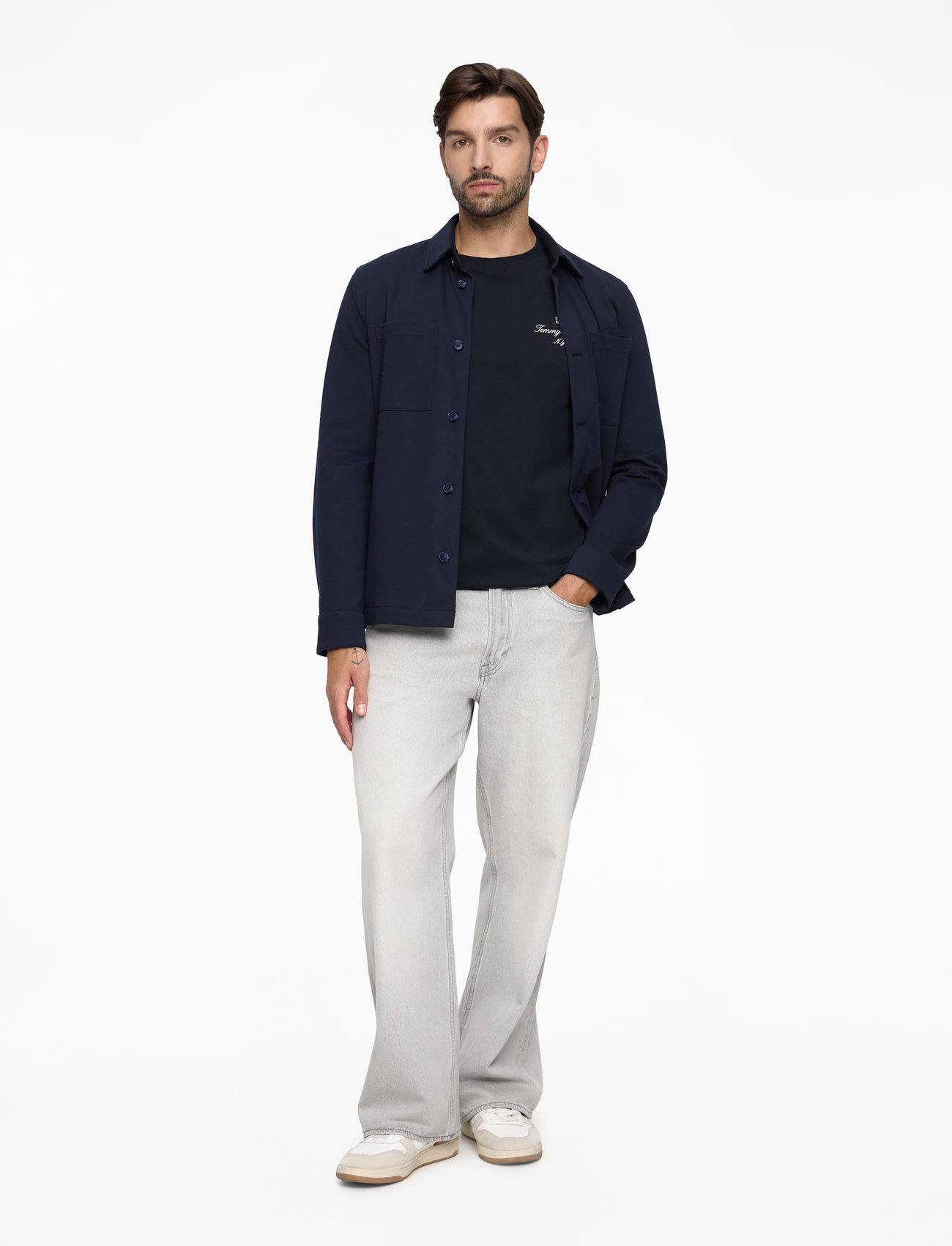 Tommy Hilfiger - OUTLINE FLAG SCRIPT TEE - sügisesed riided - desert sky - 1