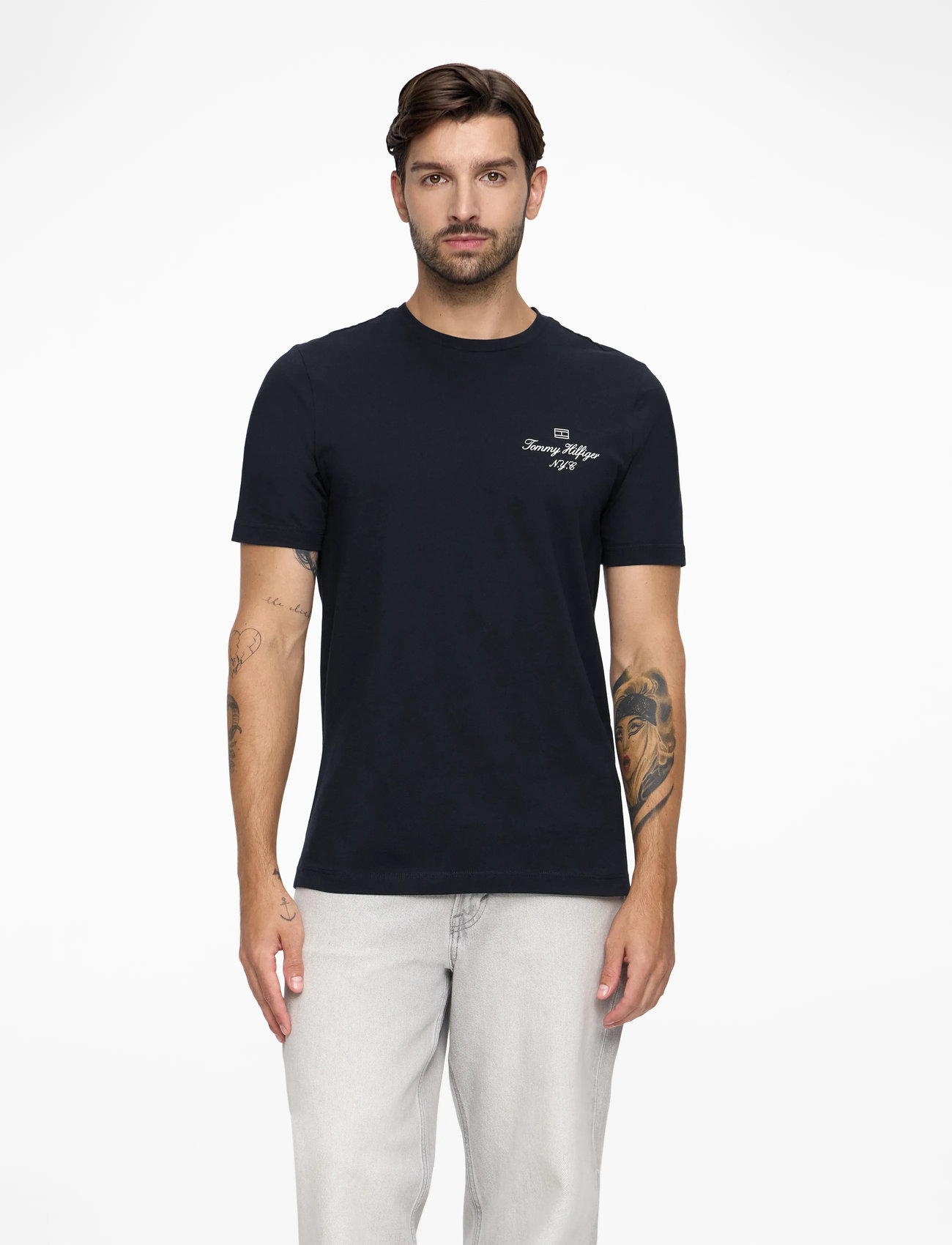 Tommy Hilfiger - OUTLINE FLAG SCRIPT TEE - sügisesed riided - desert sky - 4