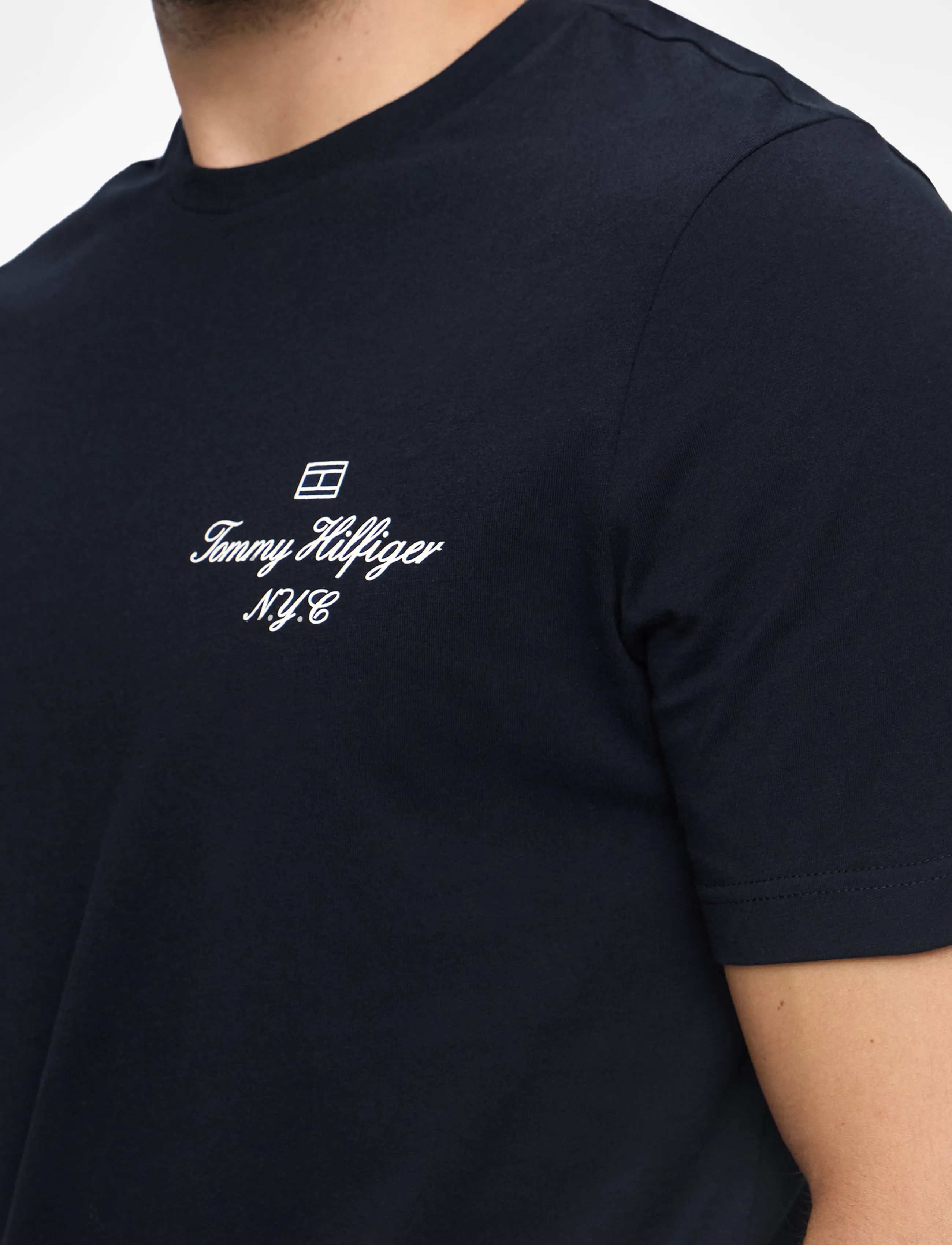 Tommy Hilfiger - OUTLINE FLAG SCRIPT TEE - laveste priser - desert sky - 5