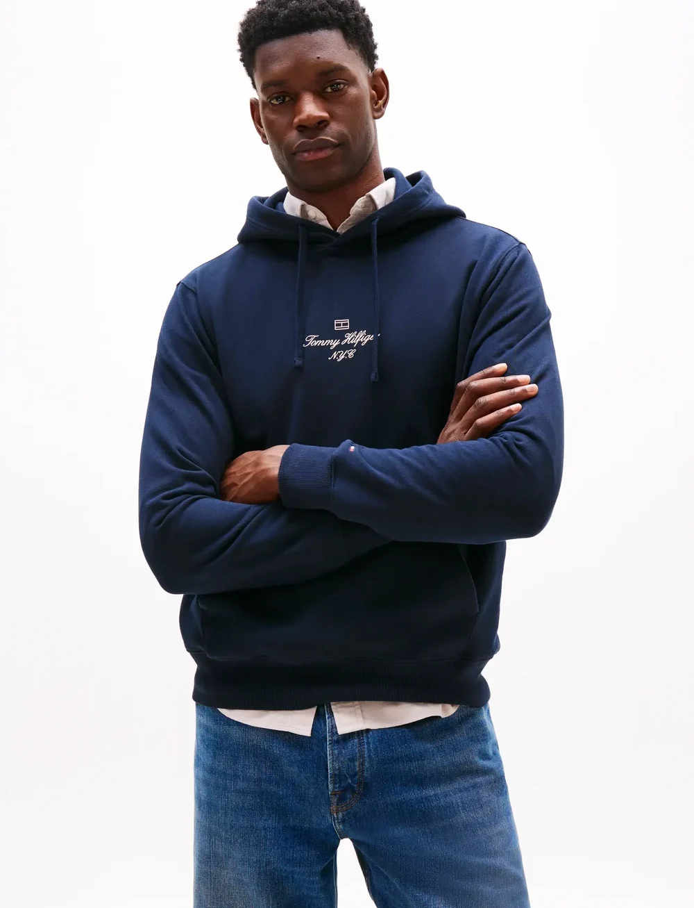 Tommy Hilfiger - OUTLINE FLAG SCRIPT HOODIE - džemperi ar kapuci - desert sky - 0