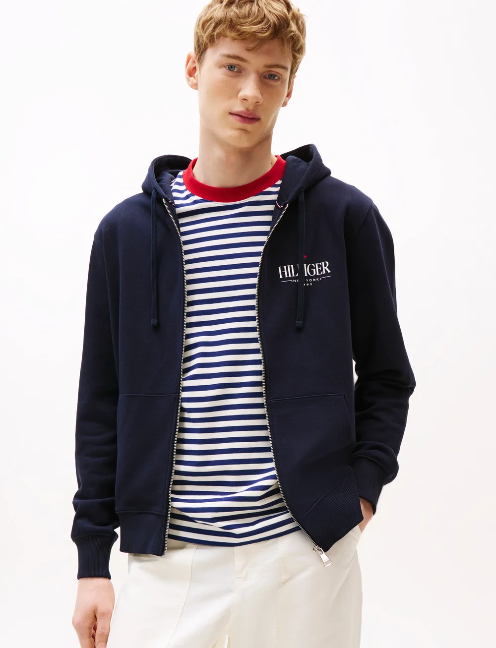 Tommy Hilfiger - HILFIGER STACKED HOODED ZIP TH - kapuzenpullover - desert sky - 0