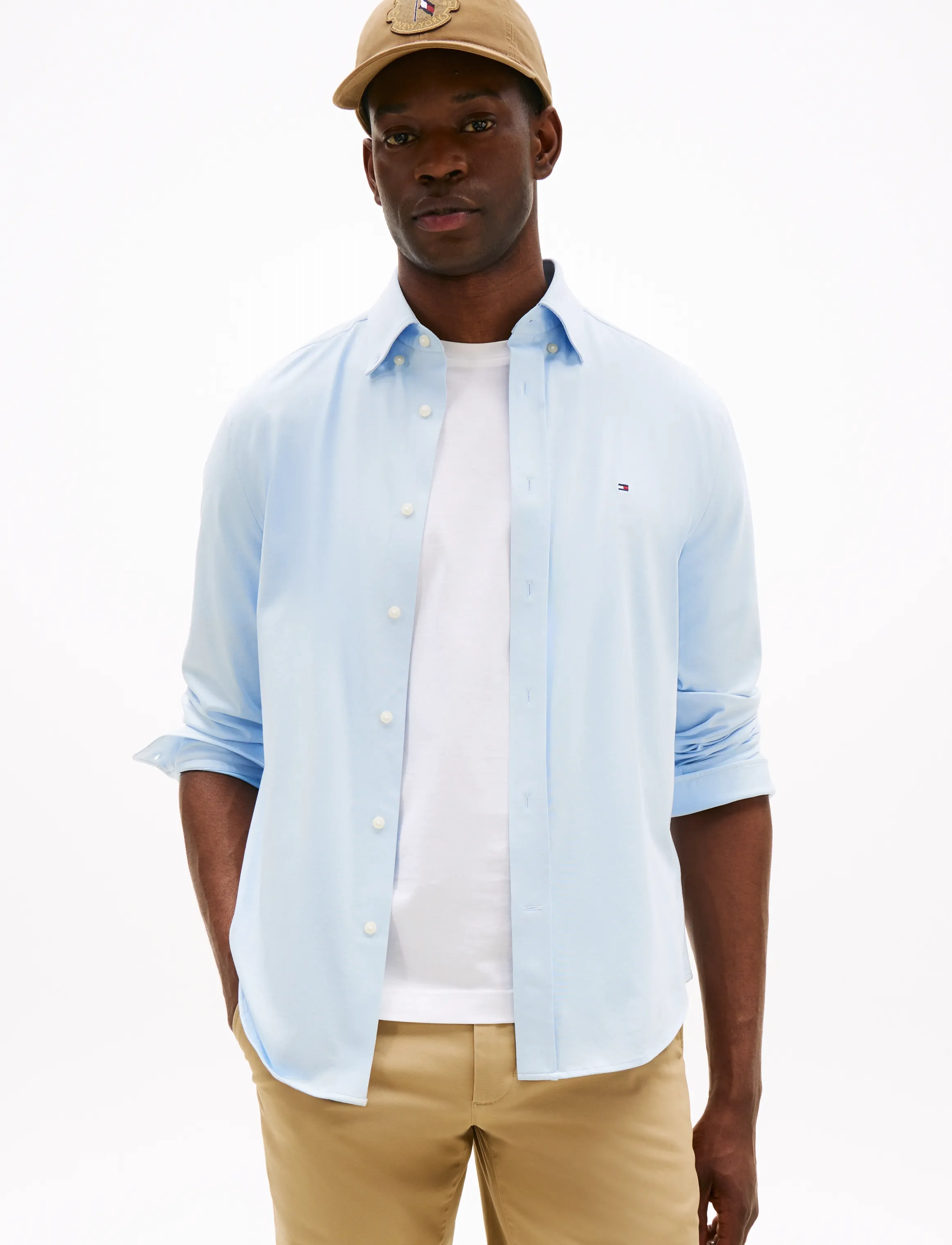 Tommy Hilfiger Performance Knit Solid Ls Shirt, XS, Blue, Skjorter > Afslappet Shirts, Herre