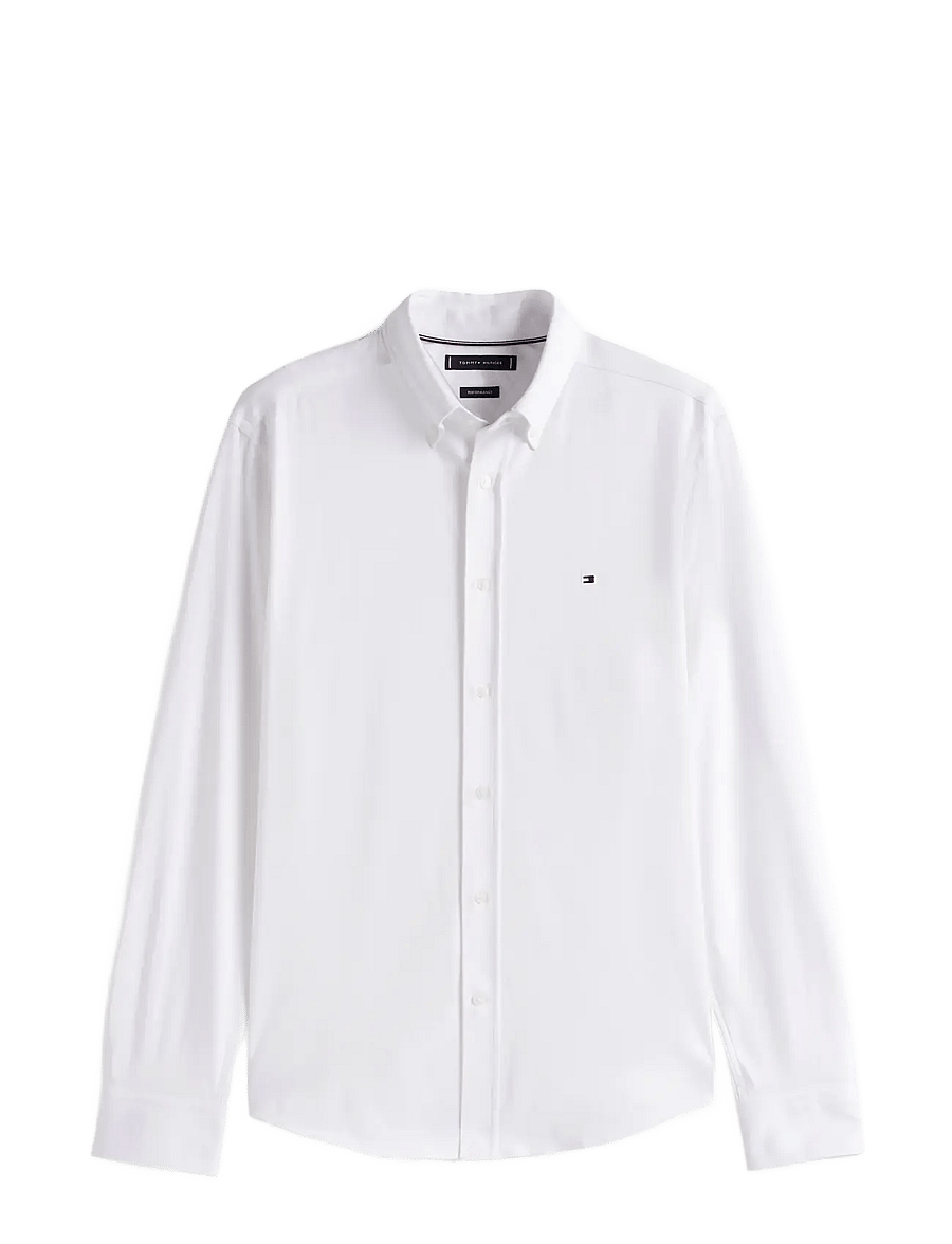 Tommy Hilfiger - PERFORMANCE KNIT SOLID LS SHIRT - casual skjortor - optic white - 1