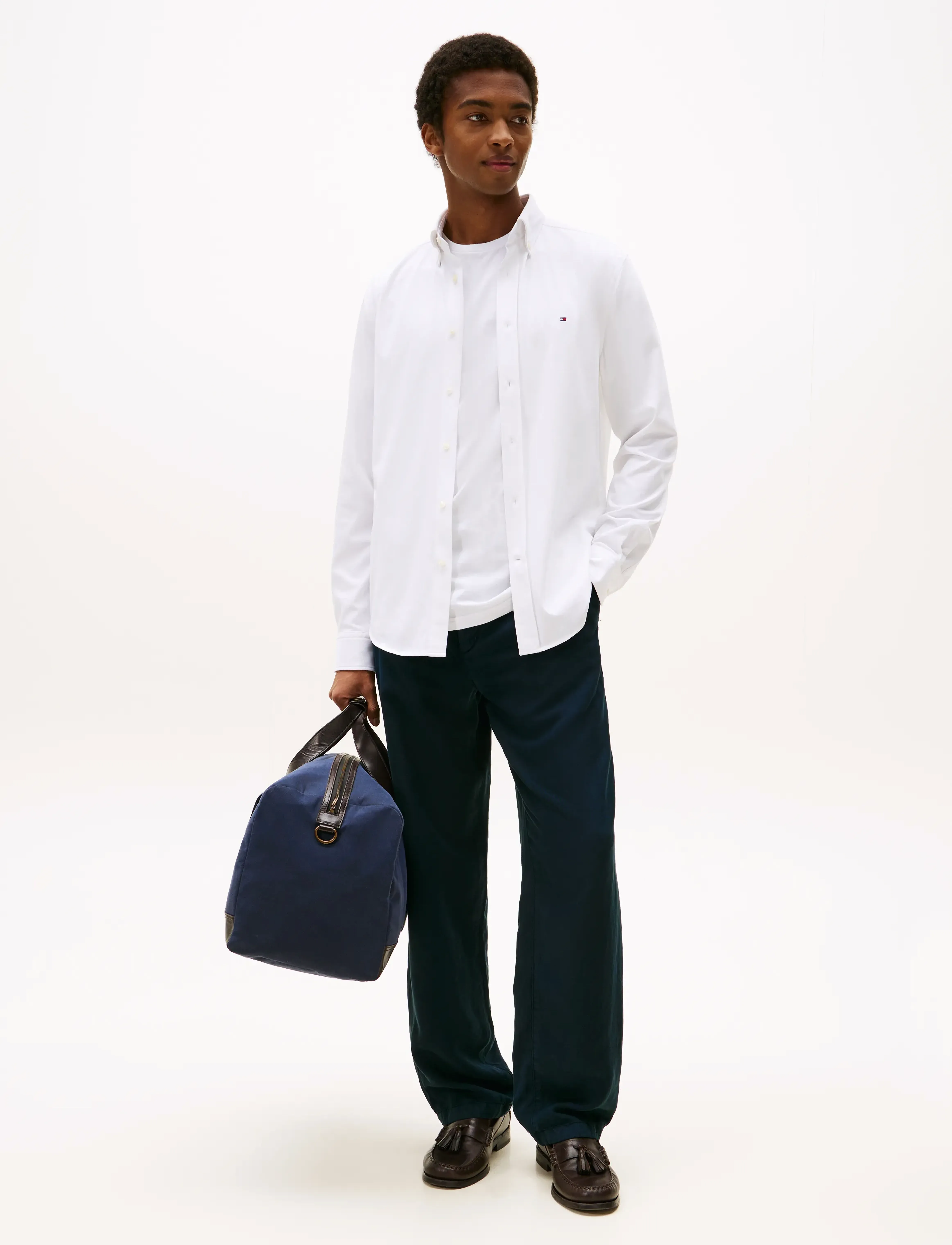 Tommy Hilfiger - PERFORMANCE KNIT SOLID LS SHIRT - casual skjortor - optic white - 2