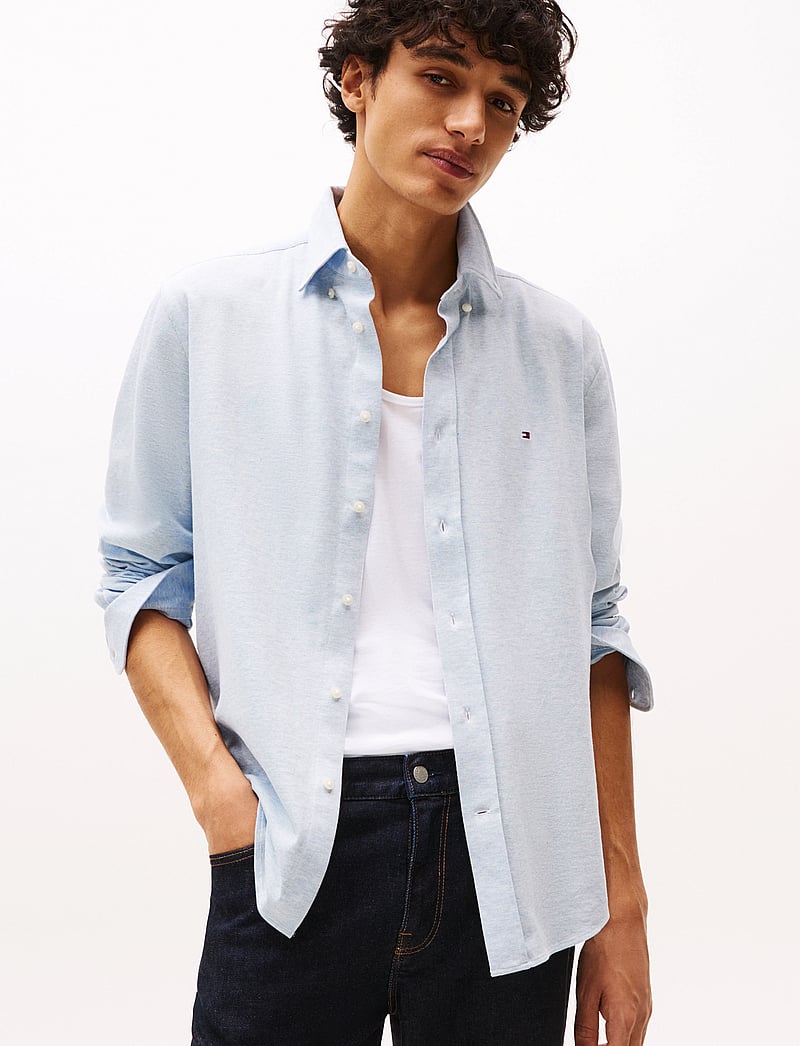 Tommy Hilfiger - 1985 KNITTED RF SHIRT - tavalised t-särgid - light blue heather - 0