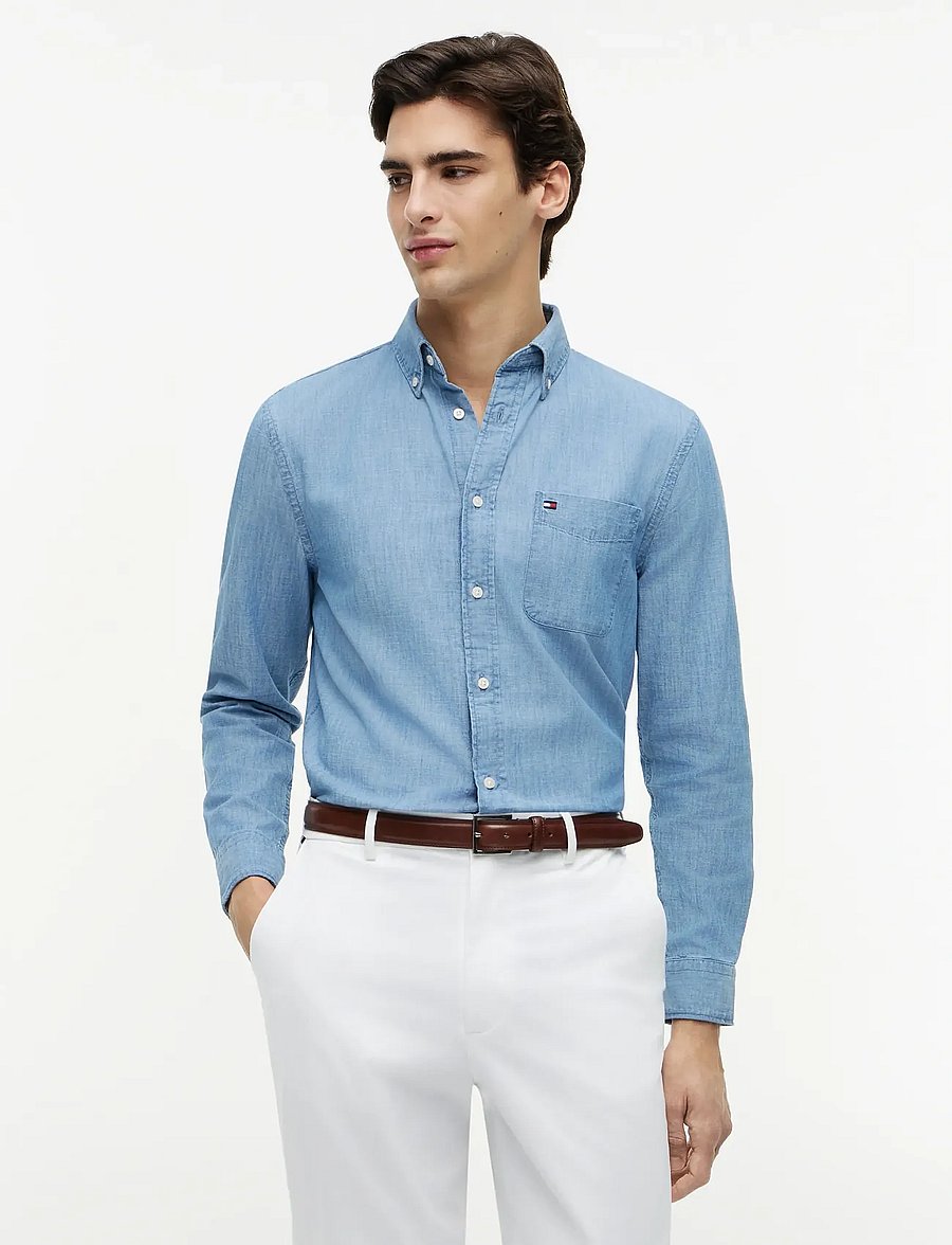 Tommy Hilfiger - CHAMBRAY POCKET RF BD SHIRT - denim shirts - medium blue chambray - 0