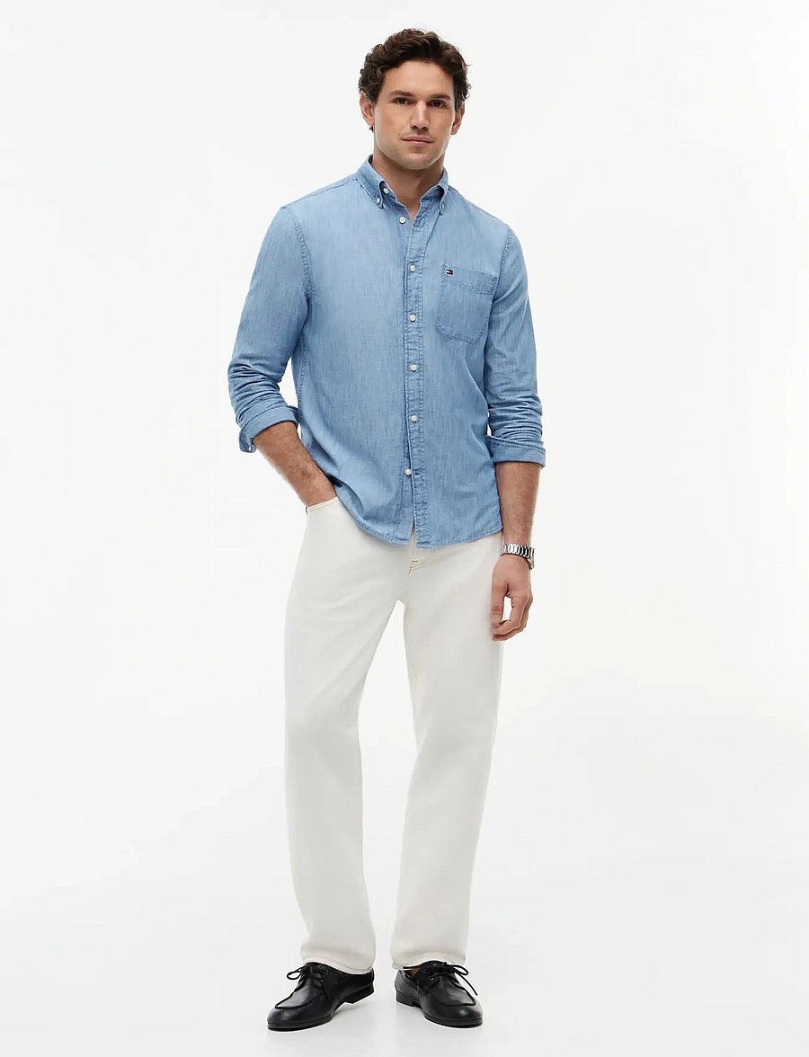 Tommy Hilfiger - CHAMBRAY POCKET RF BD SHIRT - denim shirts - medium blue chambray - 4