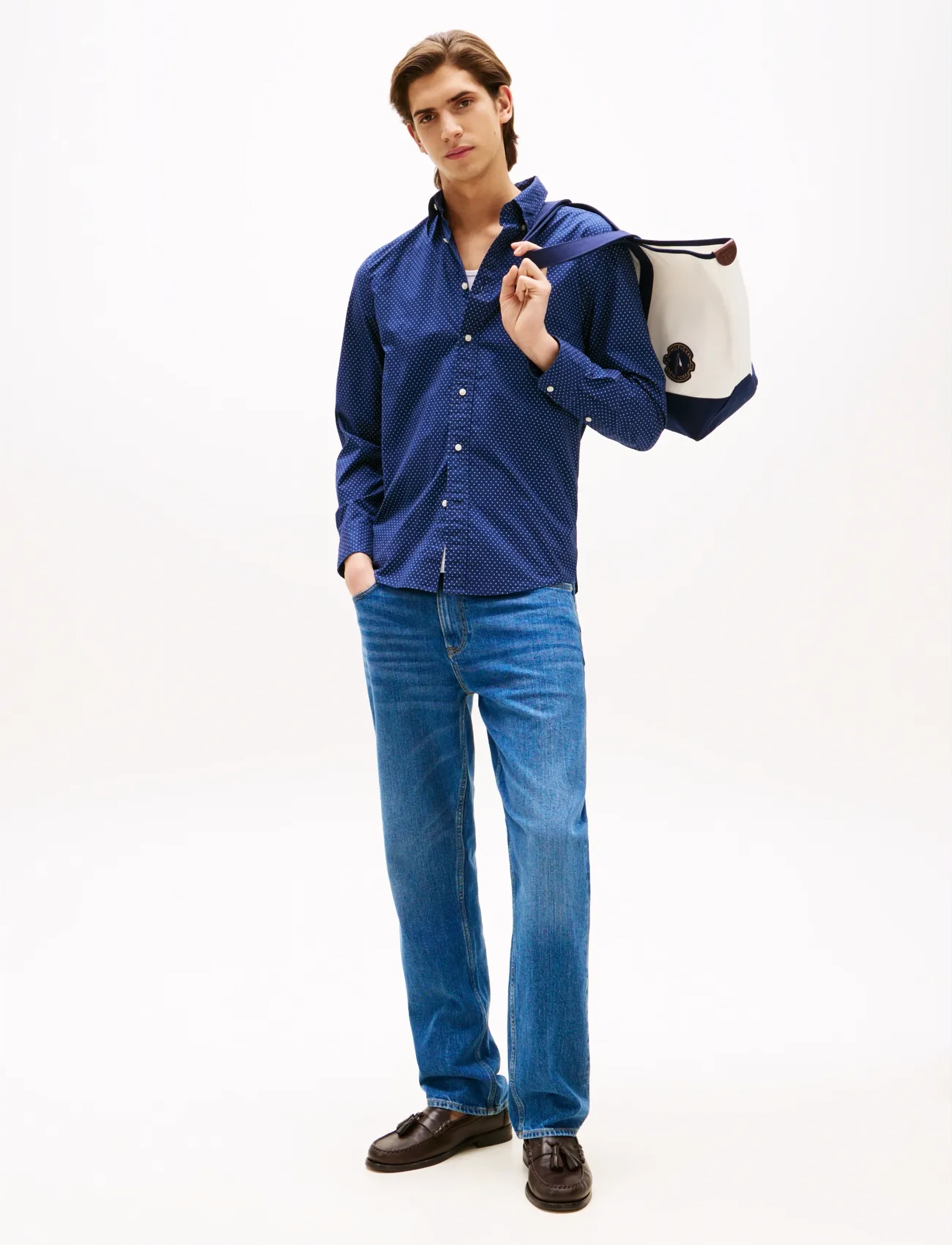 Tommy Hilfiger - FLEX POPLIN FAKE SOLID RF SHIRT - avslappede skjorter - preppy navy   newsprint - 2