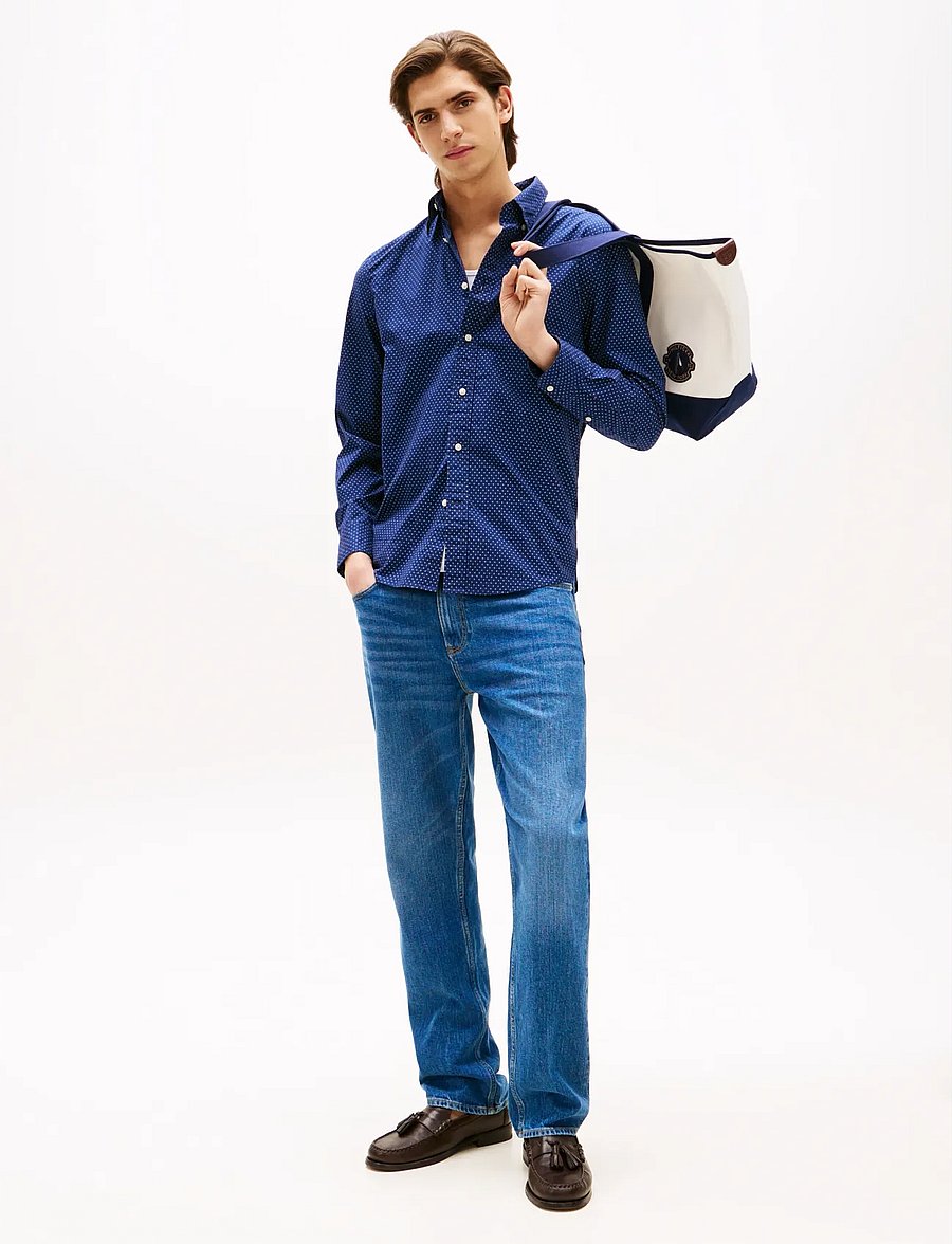 Tommy Hilfiger - FLEX POPLIN FAKE SOLID RF SHIRT - freizeithemden - preppy navy newsprint - 2