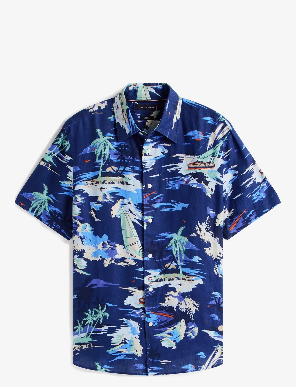 Tommy Hilfiger - LINEN VACATION PRINT SS RF SHIRT - lininiai marškiniai - preppy navy / allover - 1
