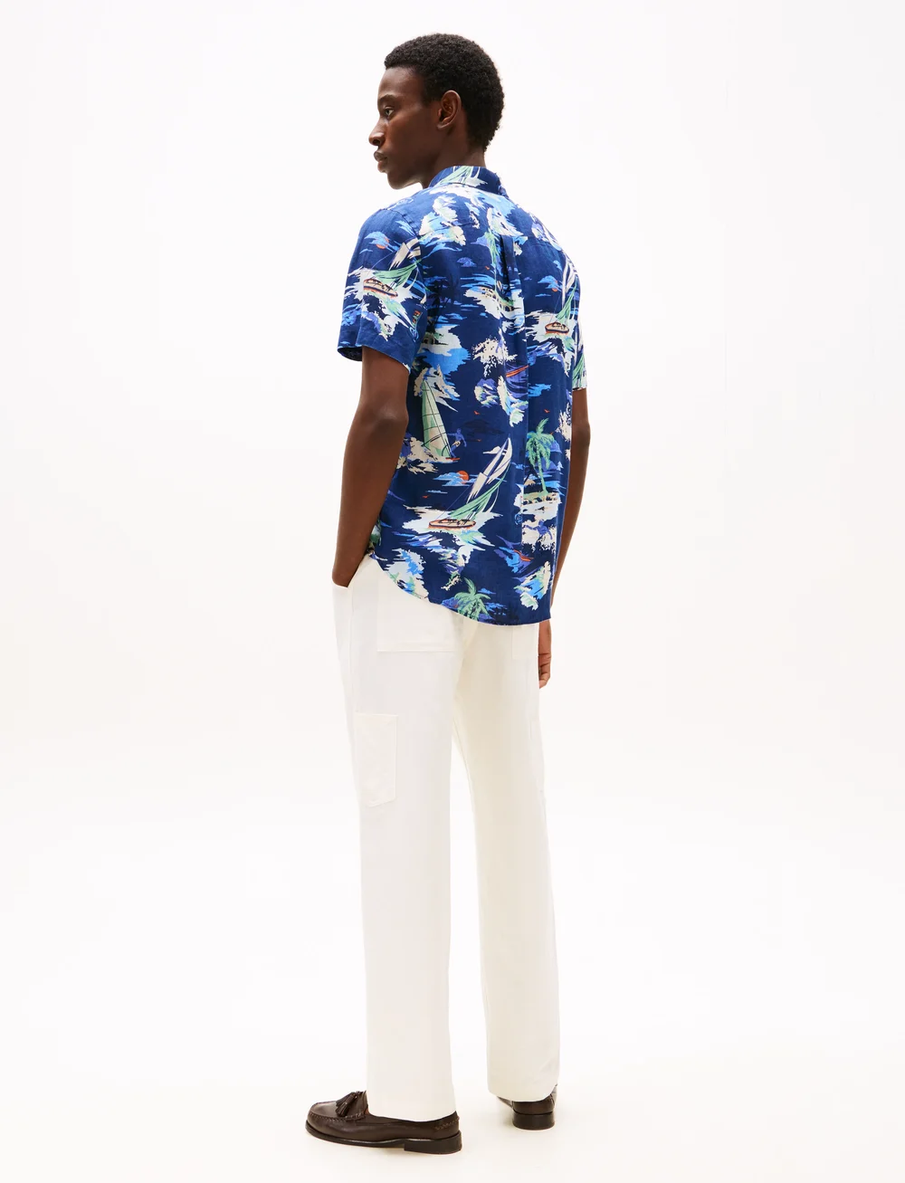 Tommy Hilfiger - LINEN VACATION PRINT SS RF SHIRT - lininiai marškiniai - preppy navy / allover - 3